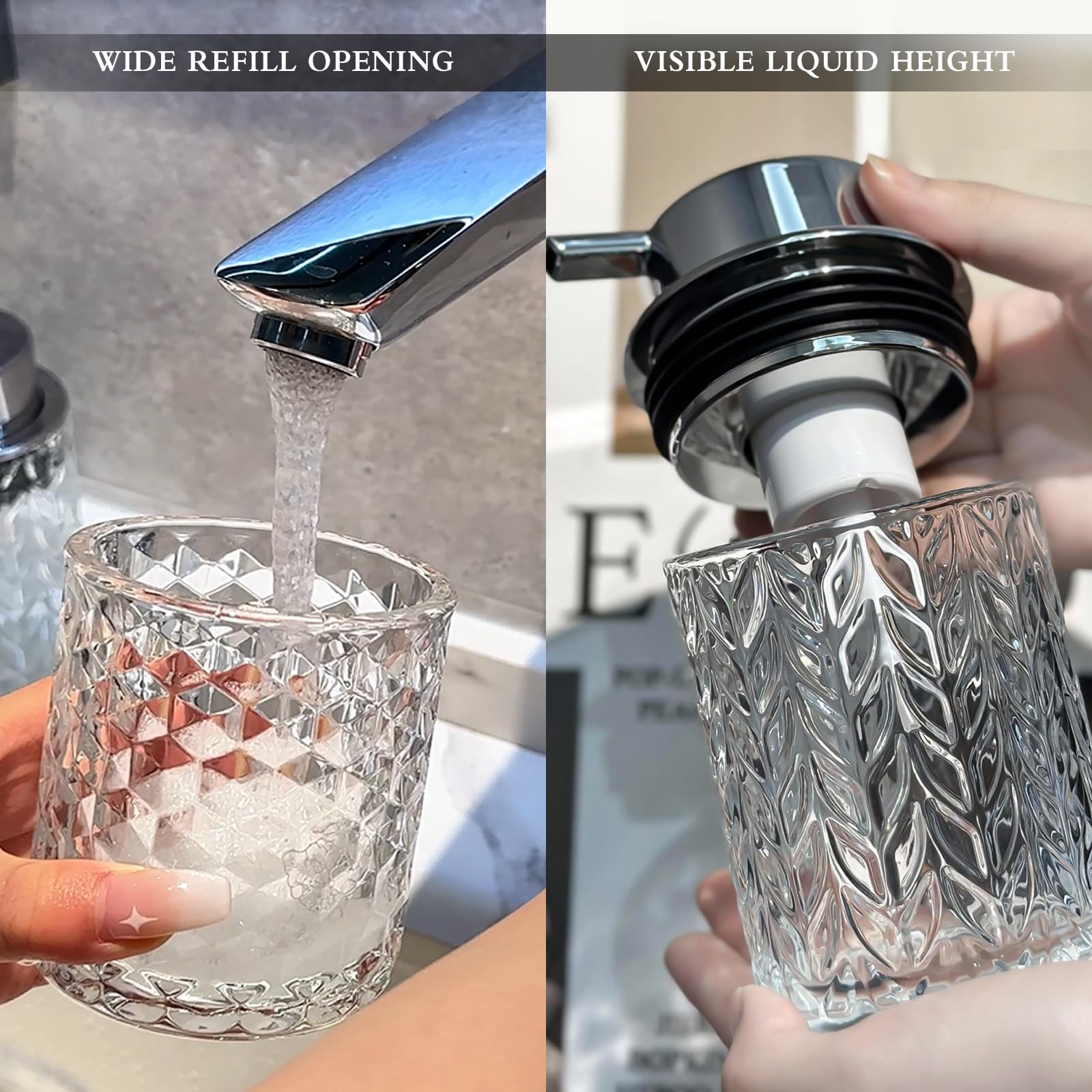 Cicufy Foaming Hand Soap Dispenser, Glass Foam Soap Dispenser Or Lotion Dispenser For Kitchen & Bathroom Refillable Clear Glass