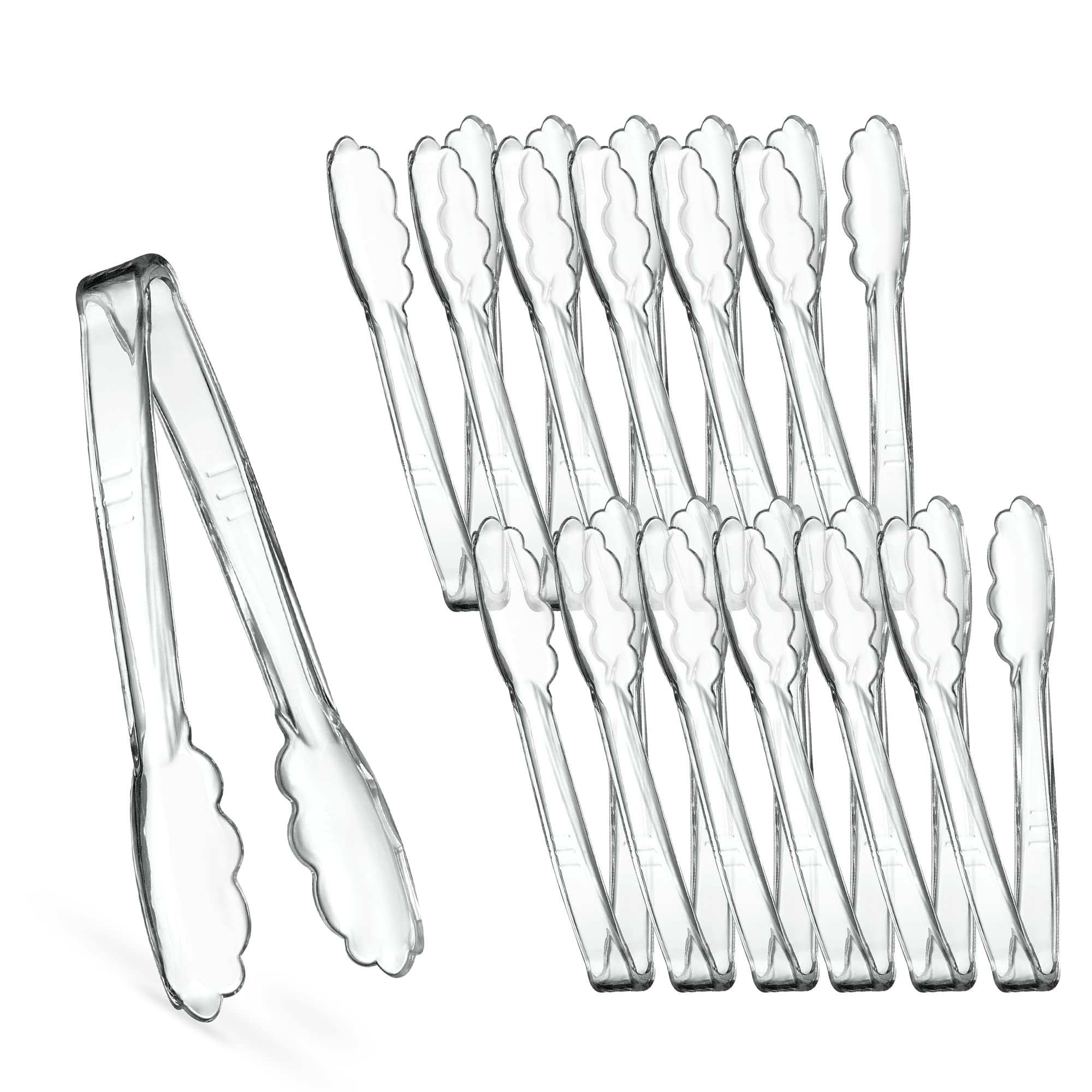[Clear Tongs 7.5 Inches] Plasticpro 7.5 Serving Tongs Heavy Duty Reusable Kitchen and BBQ Clear Serving Tong for partys, Ca