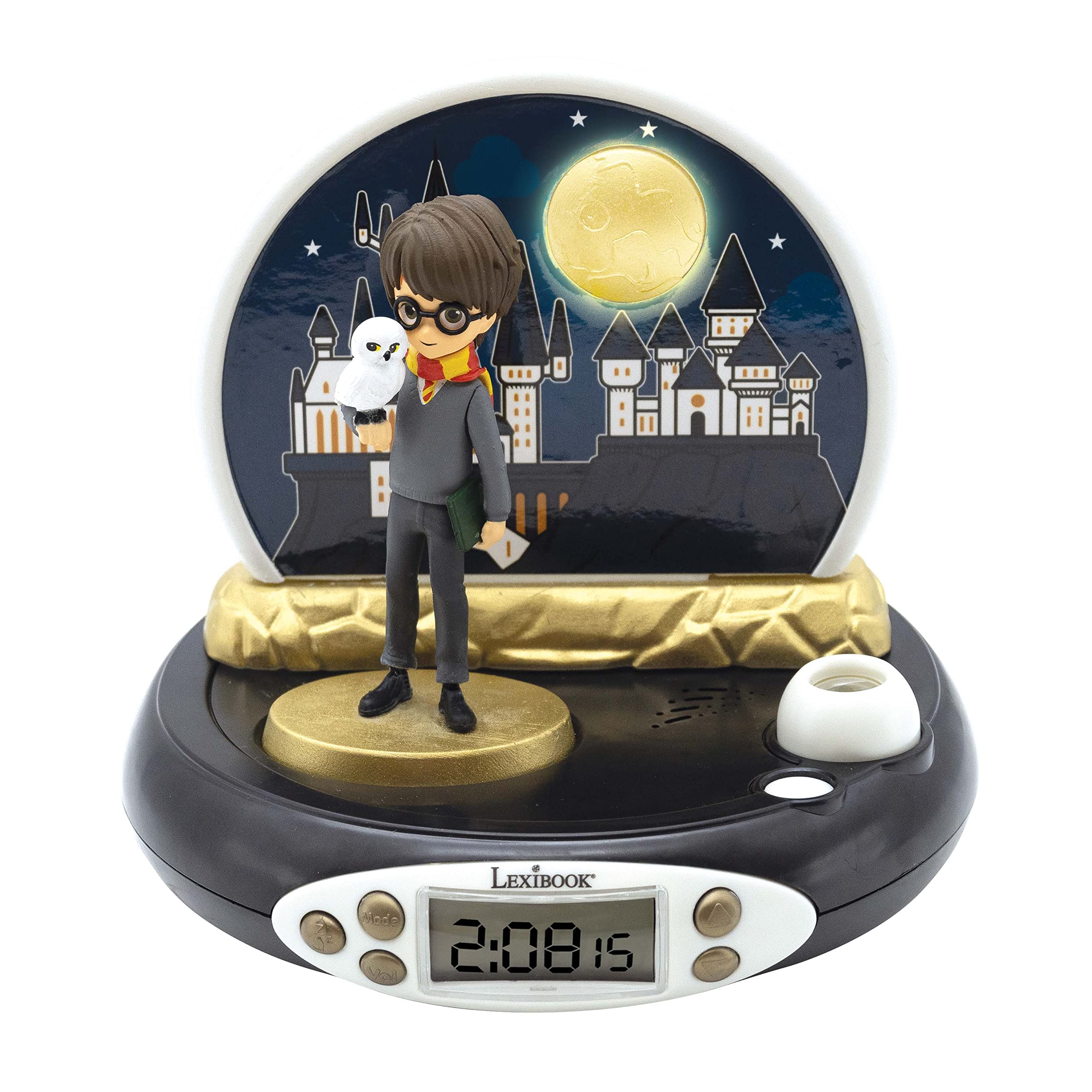 LEXiBOOK Warner Harry Potter, Harry Potter Projector Alarm Clock with Sounds, Built-in Night Light, time Projection onto The Cei