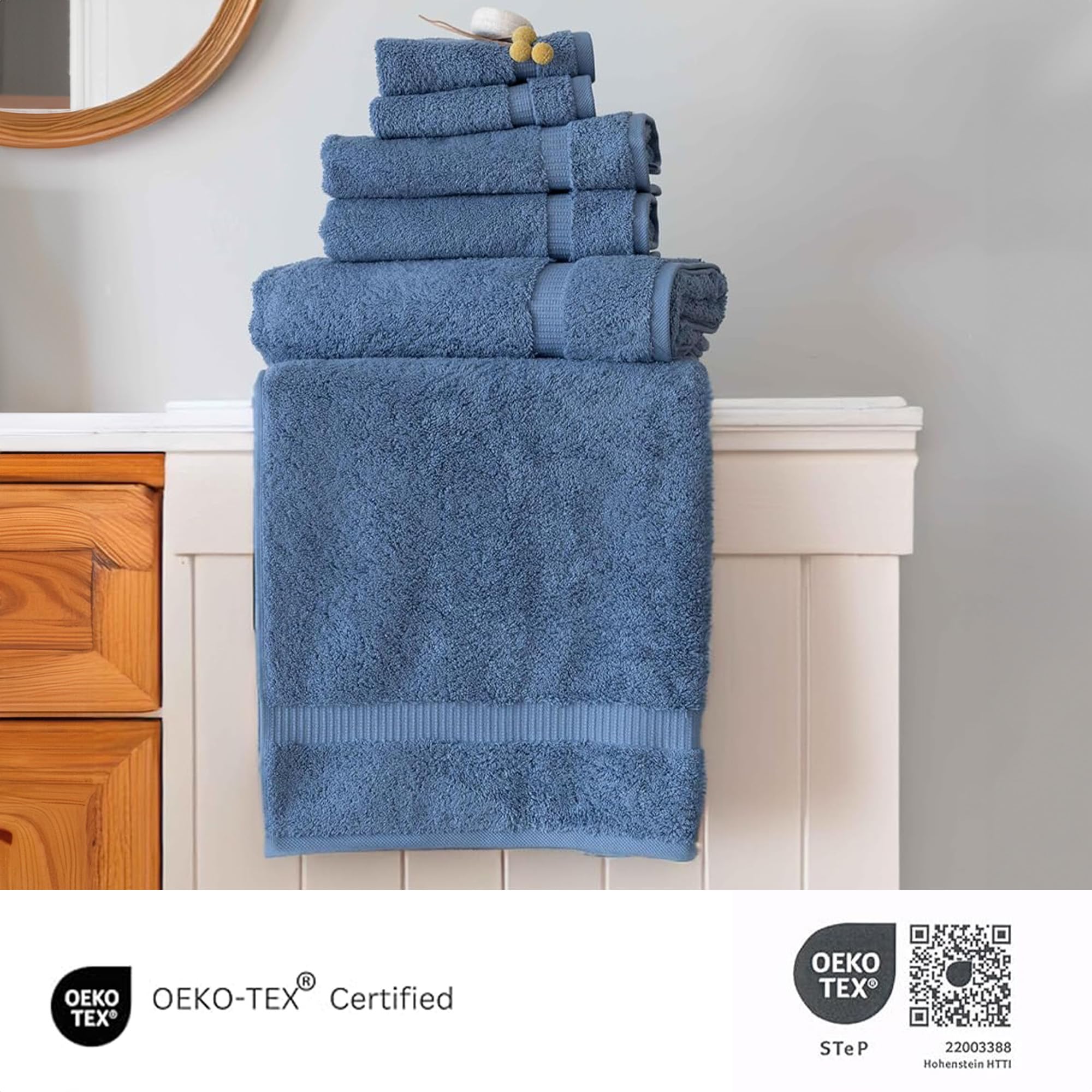 Salbakos - Luxury 6 Piece Towel Set, 100% Turkish Cotton, Quick Drying, Highly Absorbent & Comfy, Includes 2 Bath Towels, 2 Hand