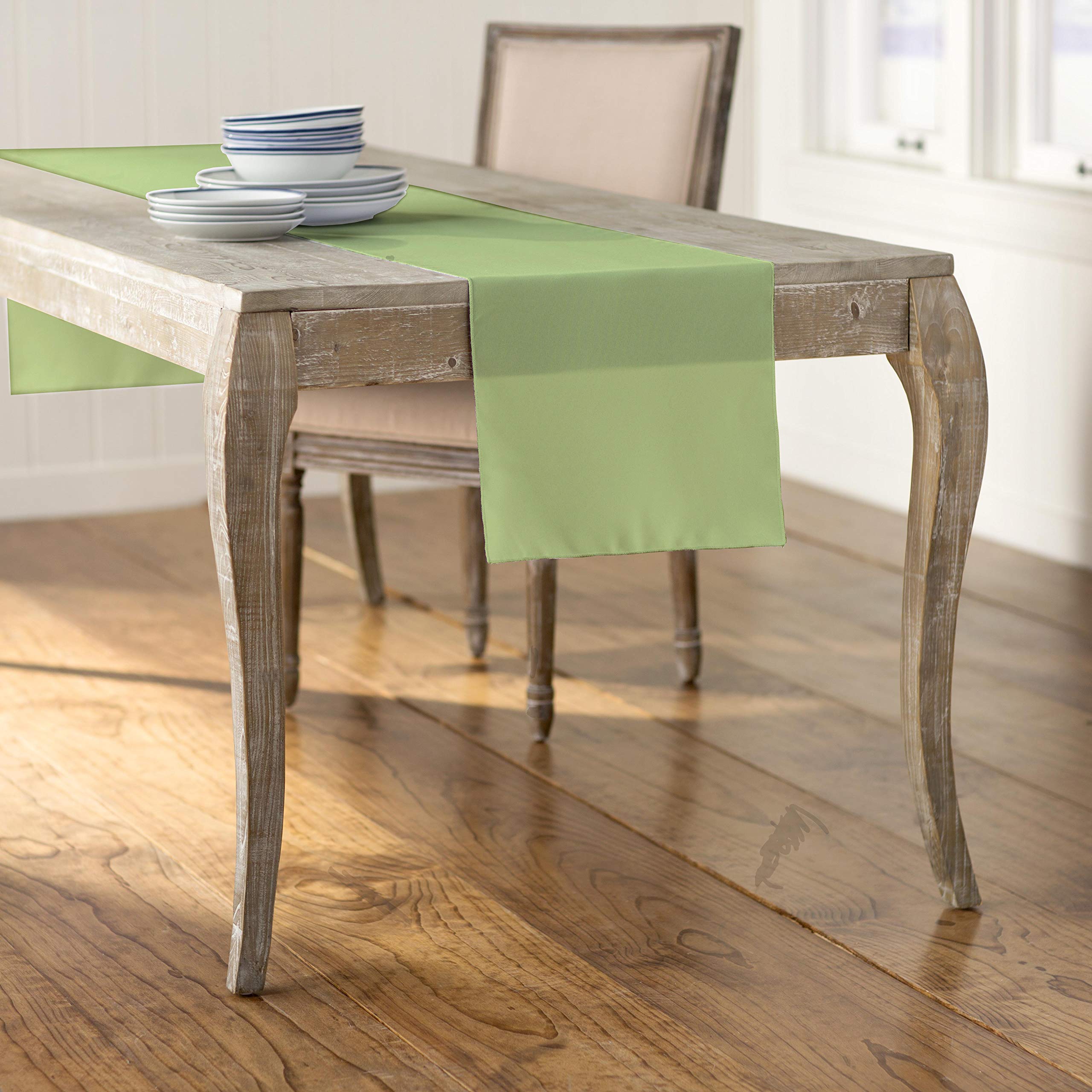 LA Linen Polyester Poplin Table Runner 14  by 108-Inch  Sage