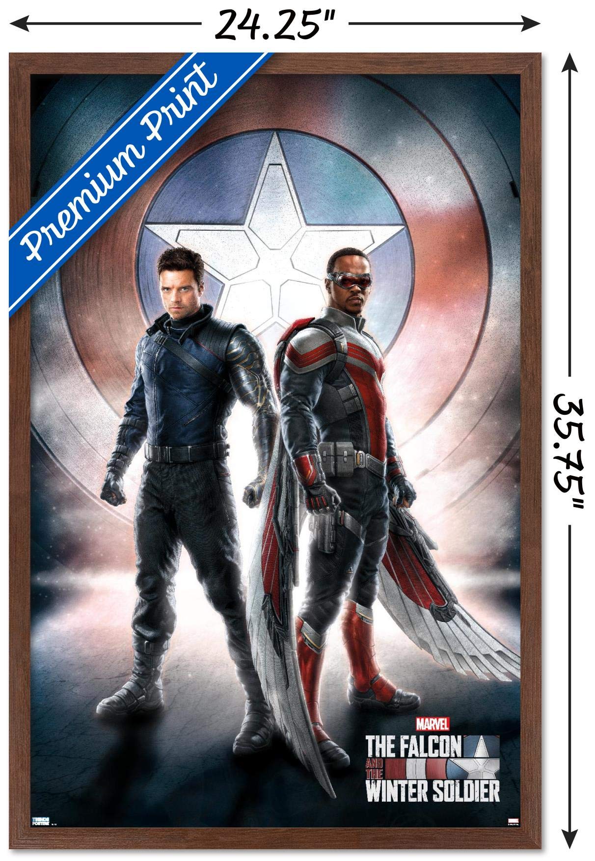 Trends International Marvel Television - Falcon And Winter Soldier - One Sheet Wall Poster, 22.375'' X 34'', Mahogany Framed Ver