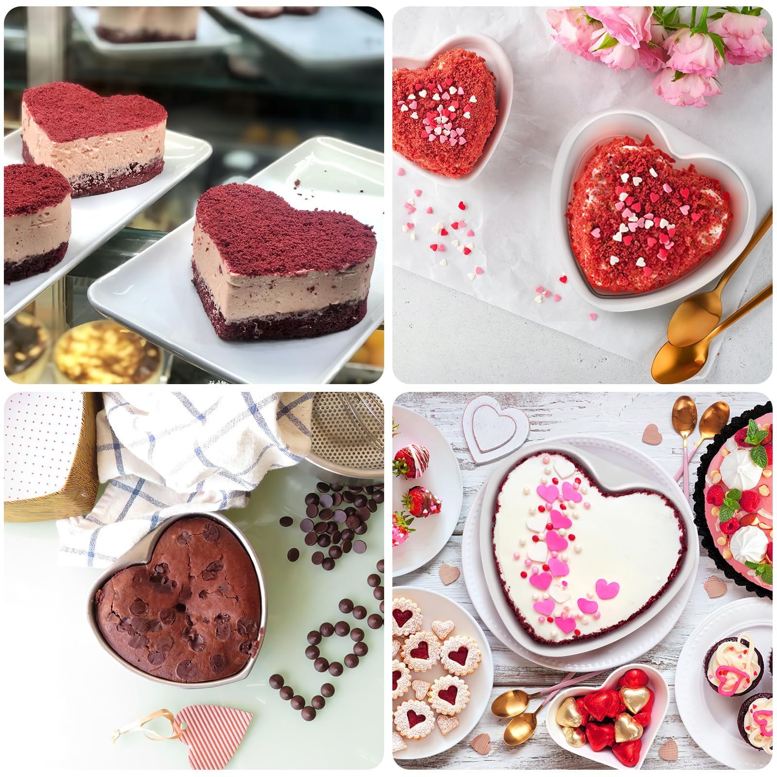 Doitool 2Pcs Heart Cake Pan 6Inch Heart Shaped Baking Mold Metal Heart Cake Pan Thicken Aluminum Alloy Removable Bottom Tin Hear