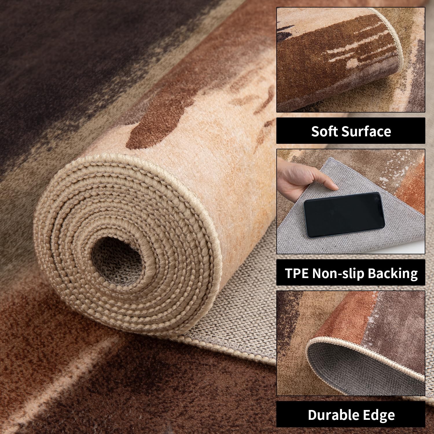 Ciicool Modern Abstract Area Rug, 2x3 Blue White Washable Small Entryway Rugs, Low Pile Non-Slip Kitchen Rug Thin Throw Rugs Roo