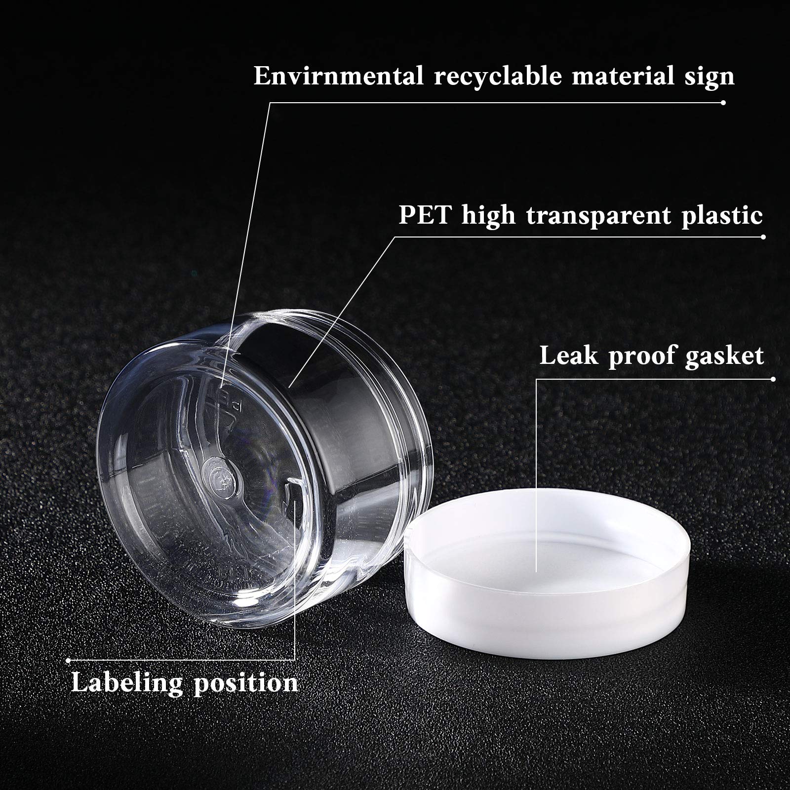4 Pieces Round Clear Wide-mouth Leak Proof Plastic Container Jars with Lids for Travel Storage Makeup Beauty Products Face Creams Oils Salves Ointments DIY Making or Others (White  1 Ounce)