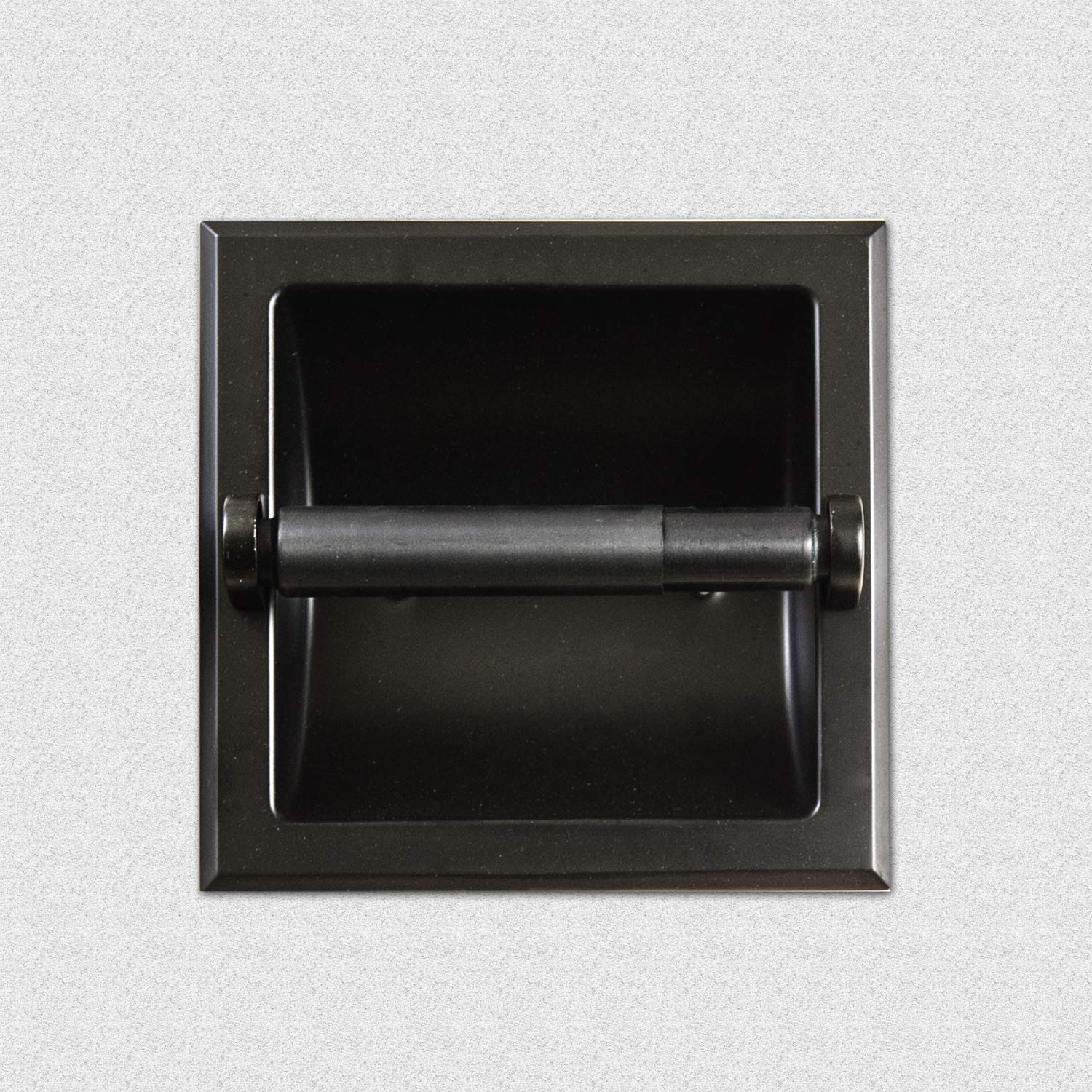 SENTO Recessed Matte Black Toilet Paper Holder  Wall Mounted Heavy Duty Metal Toilet Paper Roll Holder with Rear Mounting Bracket  in Wall  Easy Installation  Matte Black