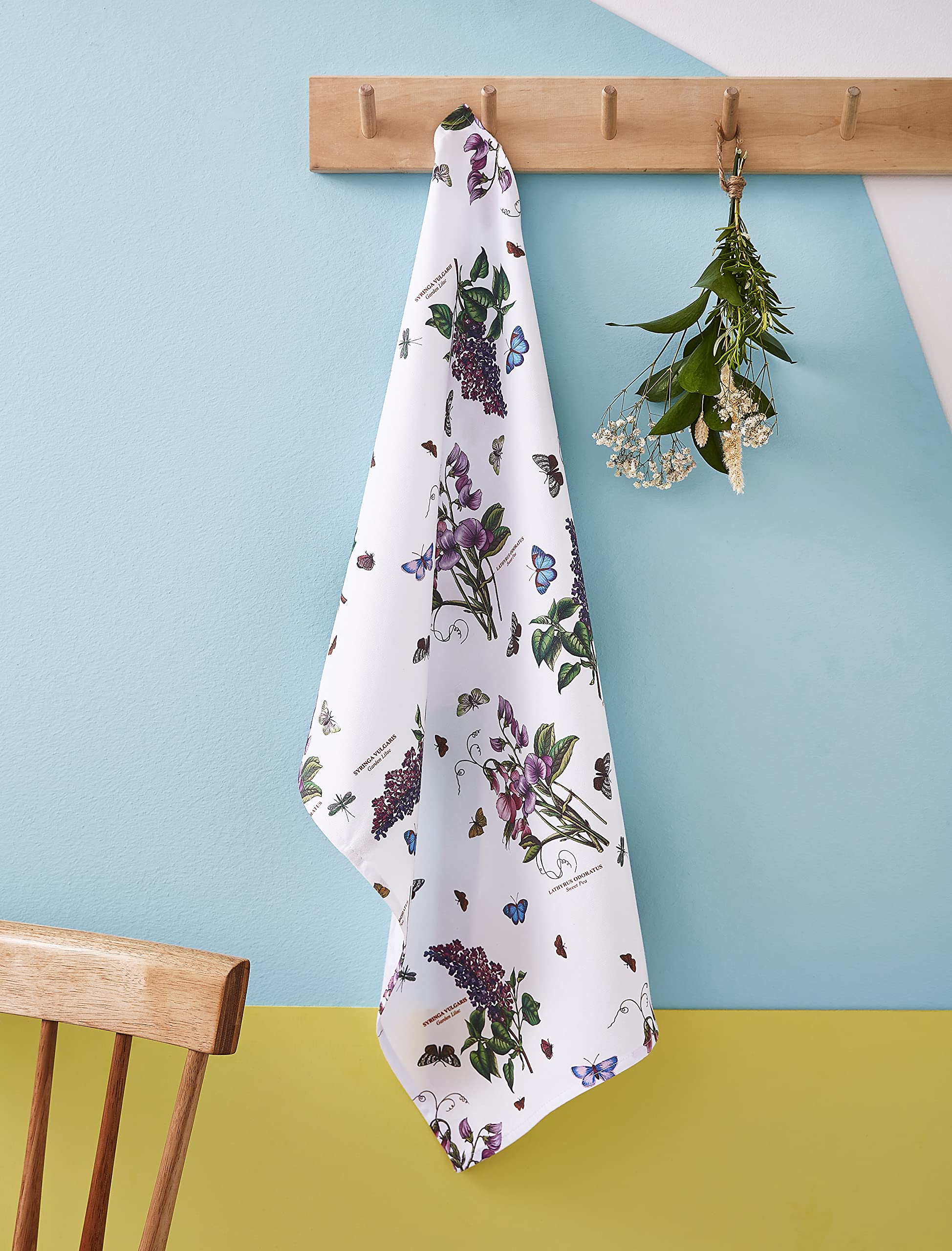 Pimpernel Botanic Garden Collection Tea Towel | Quick Drying Cotton Dish Towel | Multi-Purpose Absorbent Kitchen Towel With Flor
