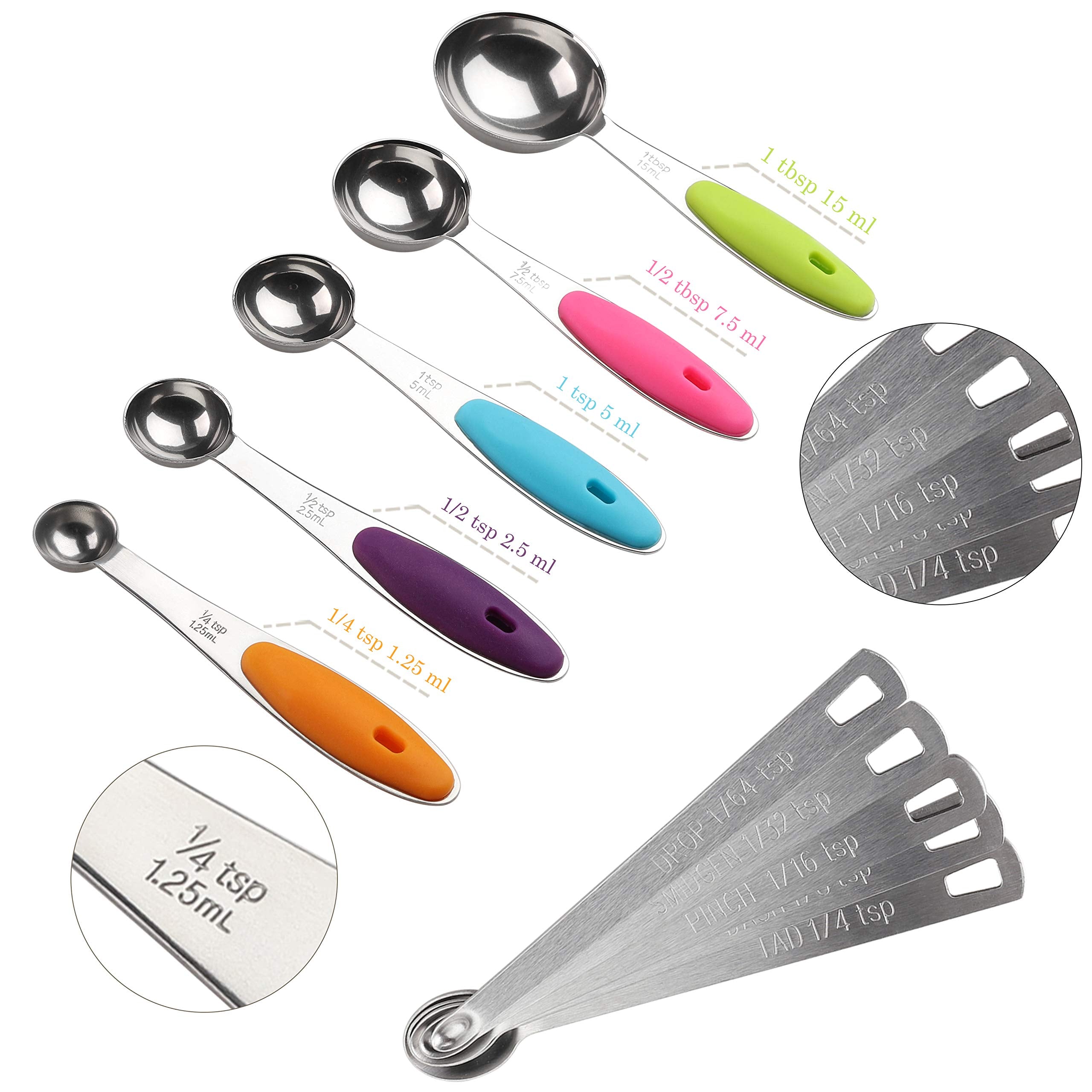 Measuring Cups And Spoons Set Stainless Steel Includes 5 Measuring Cups 5 Measuring Spoons And 5 Mini Measuring Spoon For Dry An