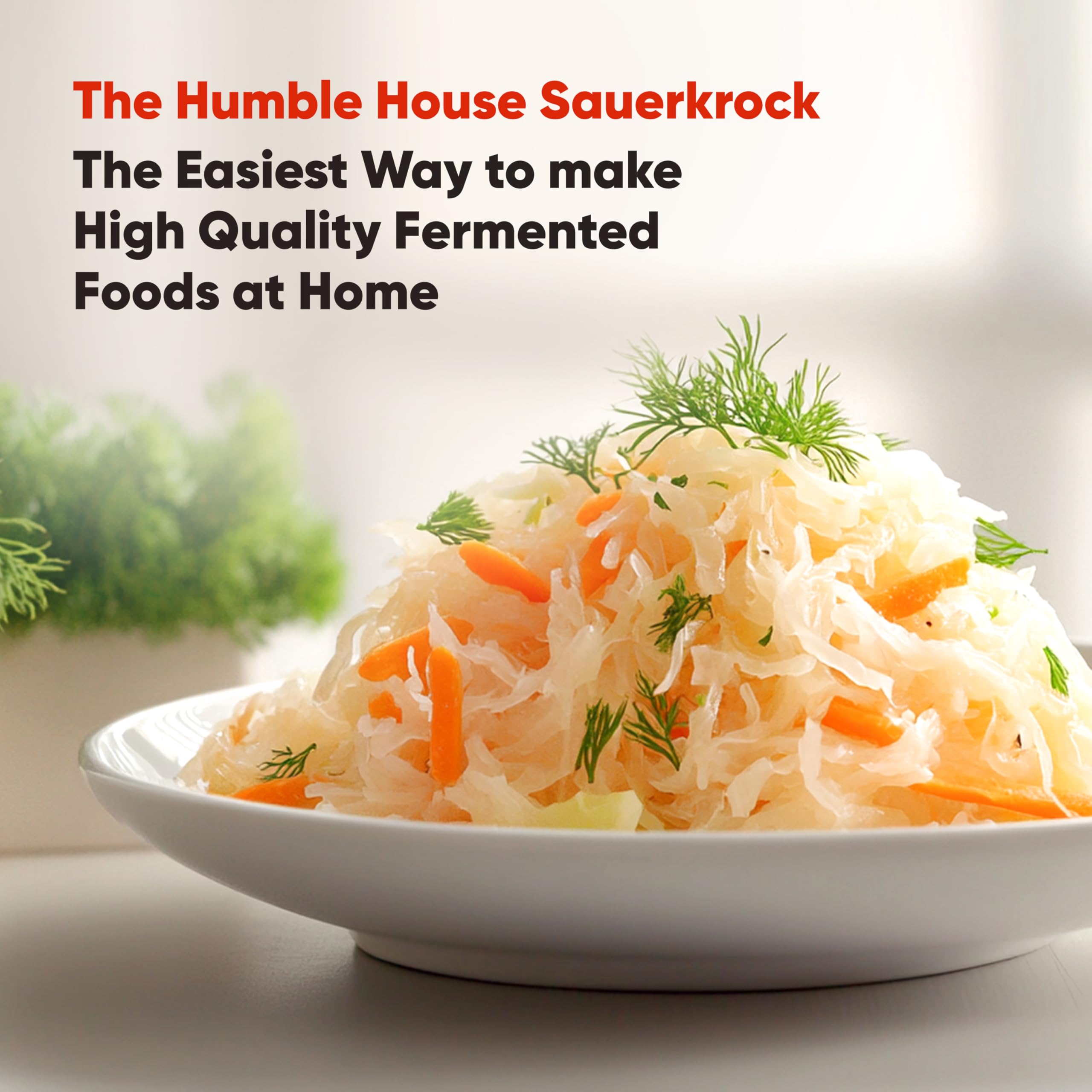 Humble House Sauerkrock Fermentation Crock Jar 5 Liter In Traditional Brown - Stoneware Stoneware Sauerkraut Crock For Fermentin