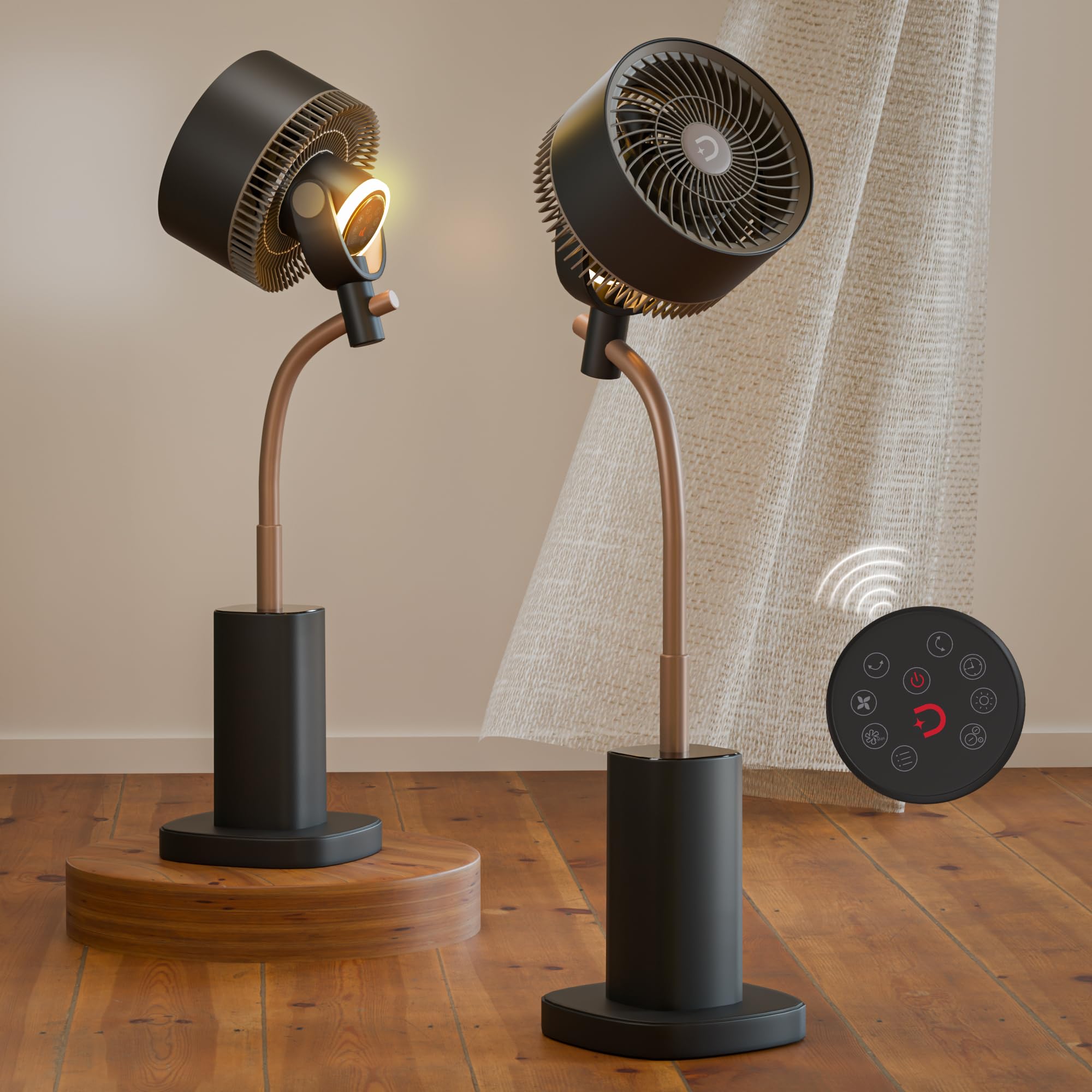 Domestica Breezo 3D Air Circulation Tower Fan For Room With Mood Lamp, Touch & Remote Control | Silent Bldc Standing Fan With He