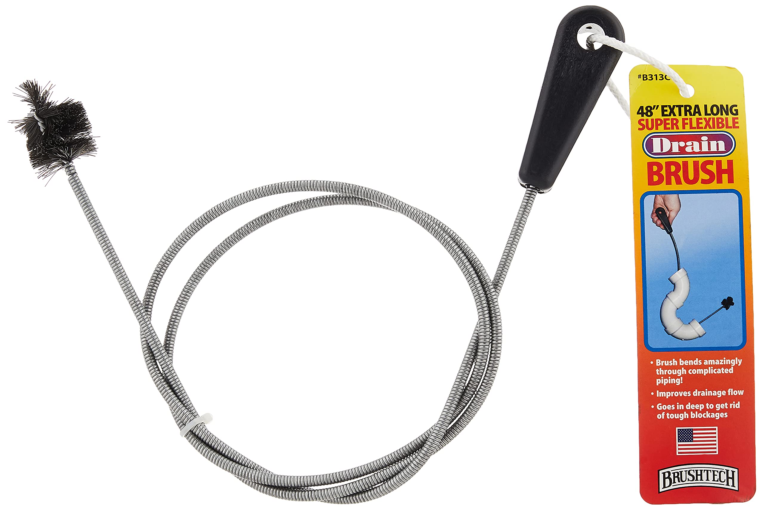 Brushtech Extra Long Super Flexible Drain Brush  48-Inch