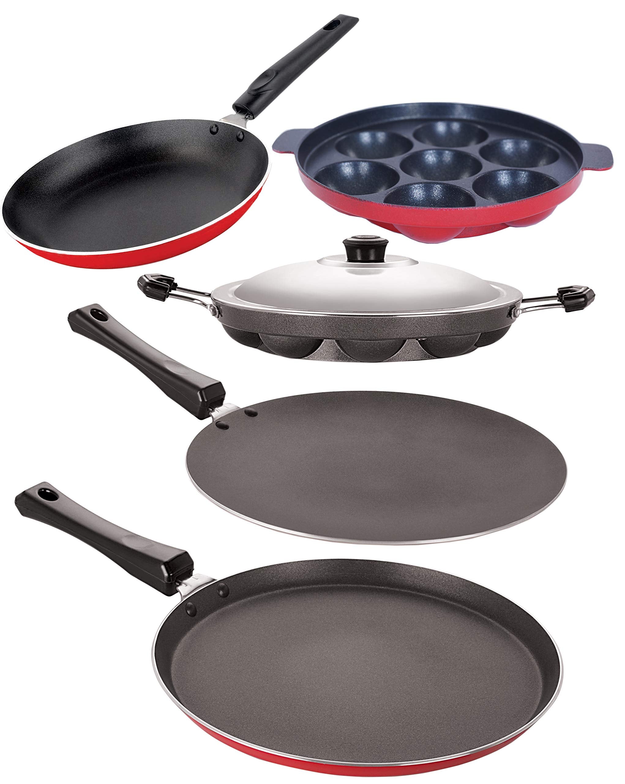 Nirlon NonStick Dishwahser Safe Aluminium 5 Piece Kitchen Utencil Gift Set Offer With Steel Lid