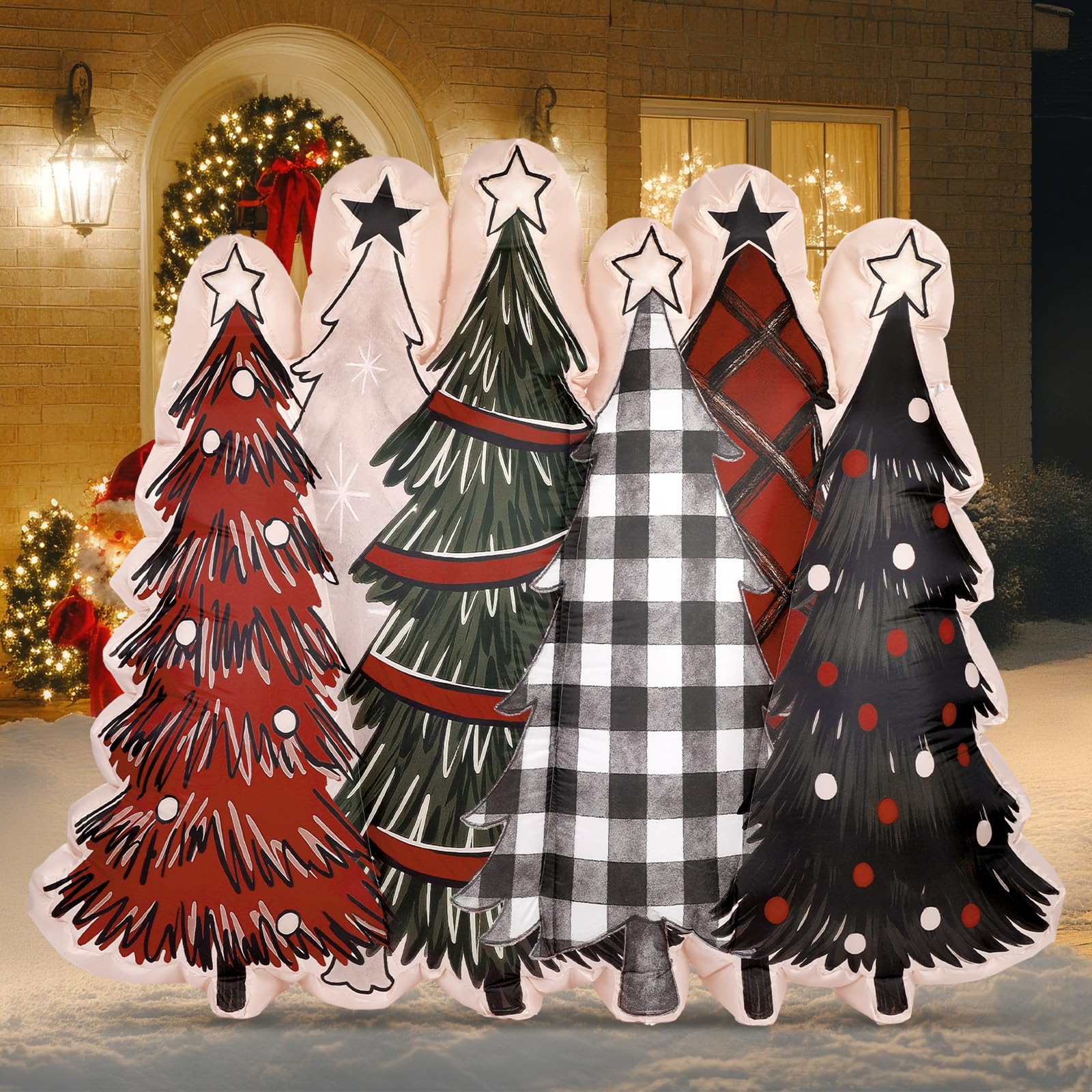 Halloscume 7 ft Christmas Tree Inflatable Outdoor Decorations Blow up Giant Xmas Tree with Built in LED Lights Treetop Star for