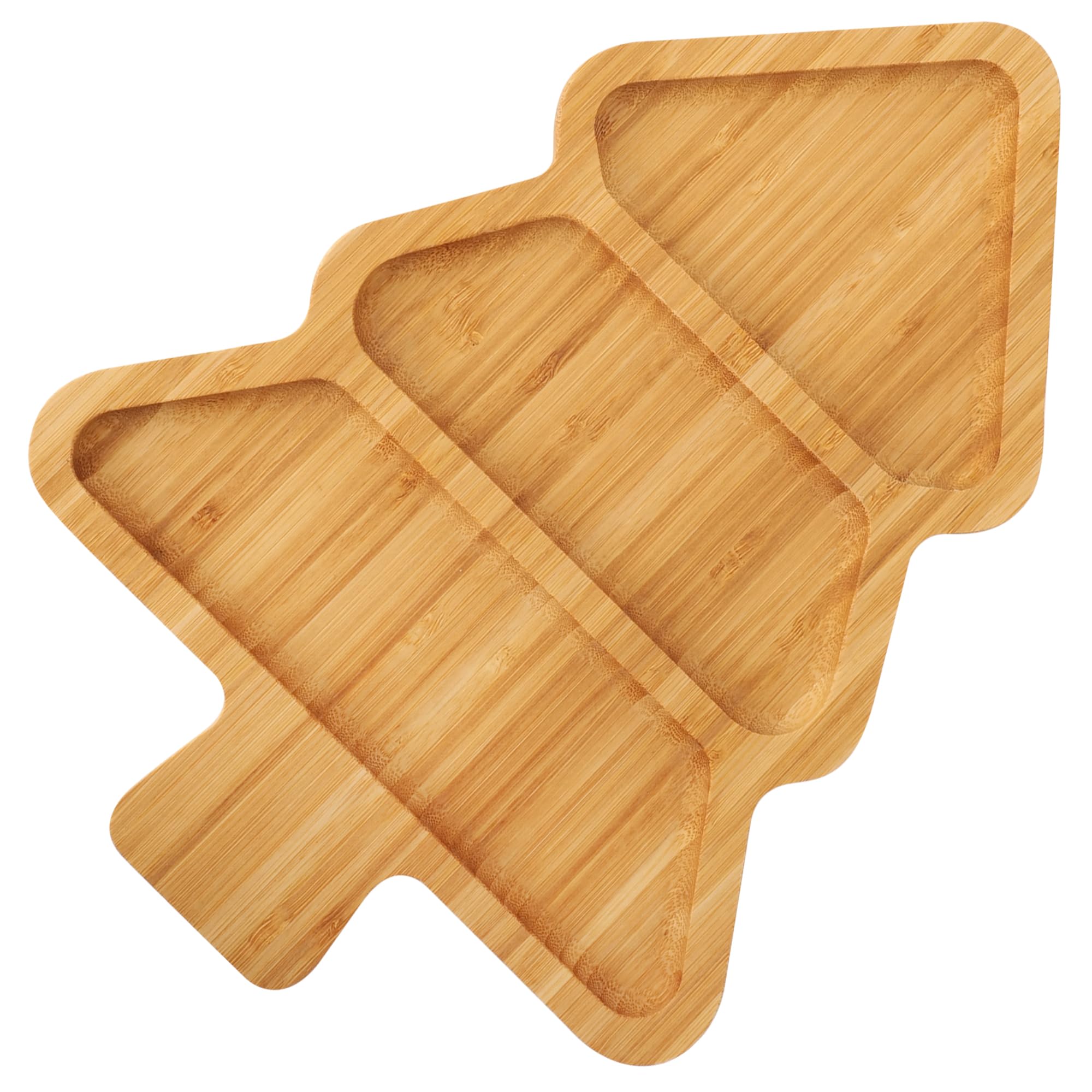 Christmas Serving Tray, Bamboo Christmas Tree Serving Platter with 3 Compartments, Charcuterie Board Serving Dishes 11.8 x 8.7 f