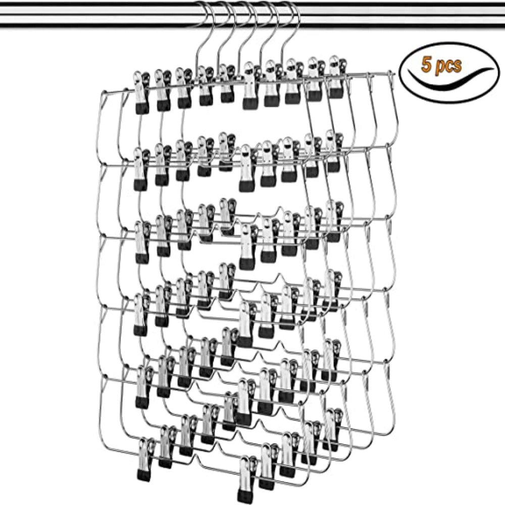 6-Tier Foldable Pants & Skirts Hanger Organizer