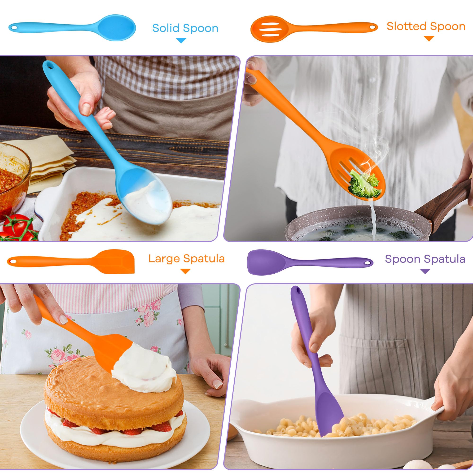 Teamfar Silicone Kitchen Utensils, 7-Piece Kitchen Cooking Utensil Set With Turner Spoon Spatula Ladle, Perfect For Baking Cooki