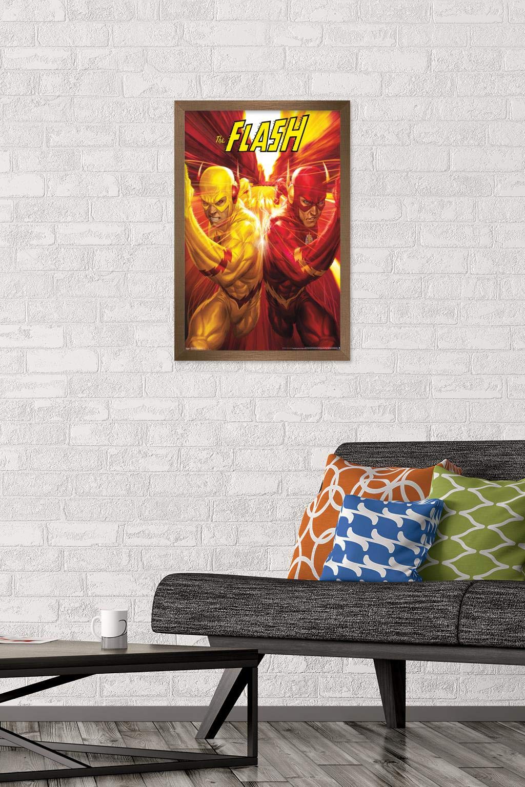 Trends International Dc Comics - The Flash And The Reverse Flash - Race Wall Poster, 14.725'' X 22.375'', Bronze Framed Version