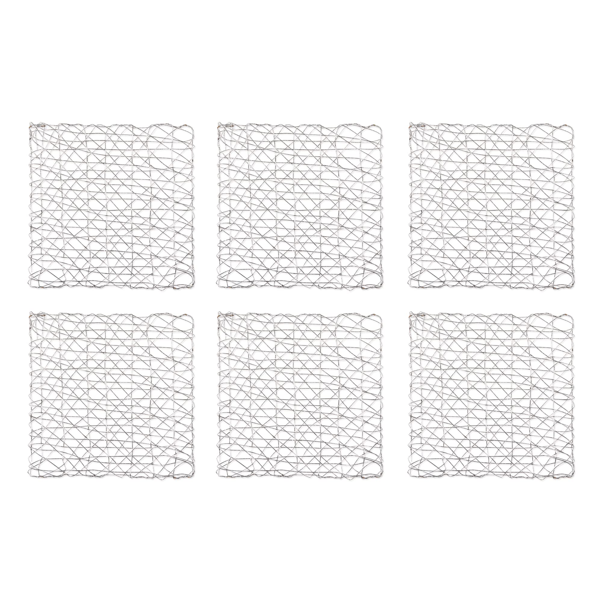 SILVER WOVEN PAPER SQUARE PLACEMAT SET/6