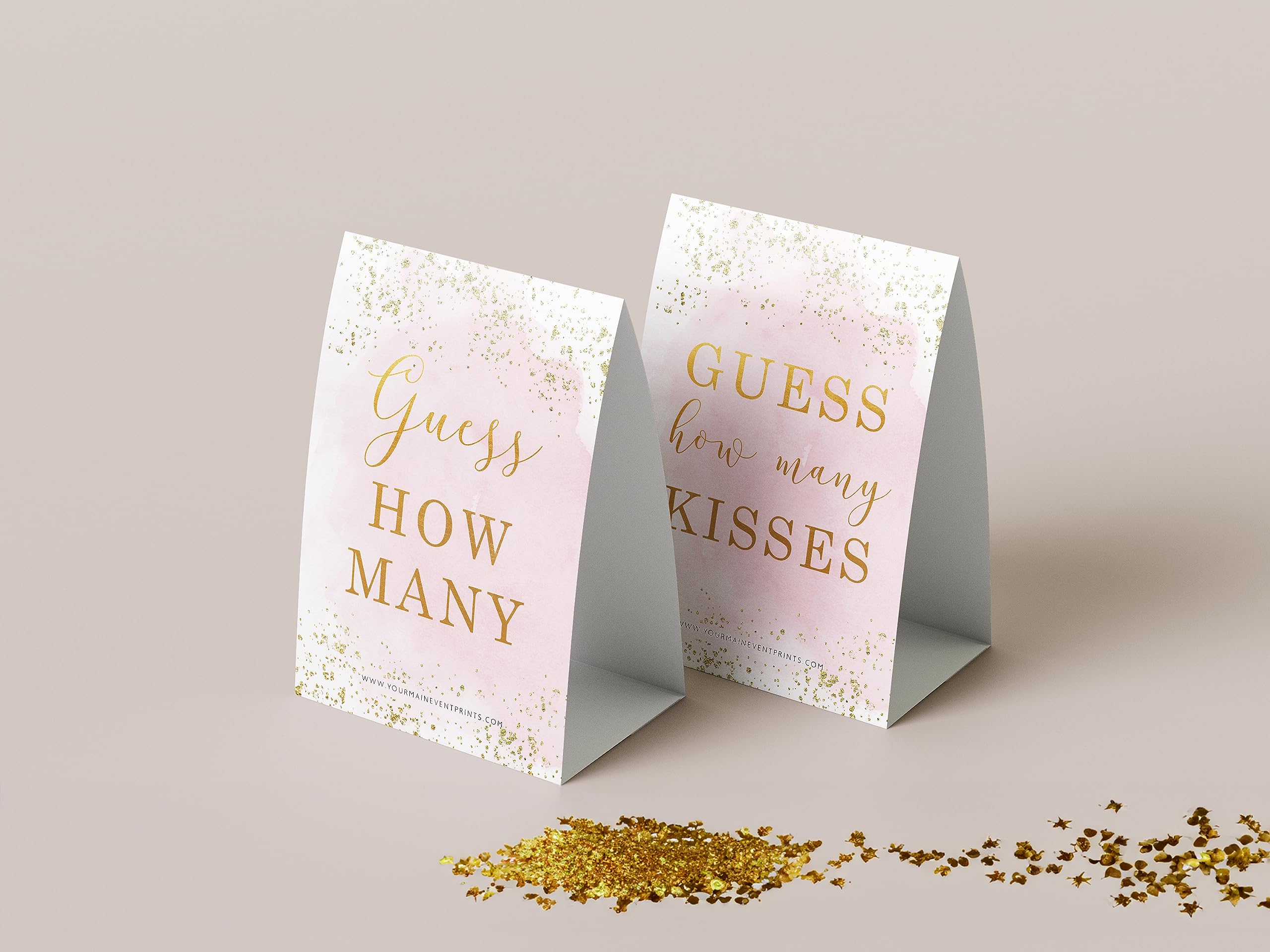 Your Main Event Prints Pink And Gold How Many Kisses Game Sign - Guess How Many - Perfect For Bridal Showers And Weddings - 1 Se