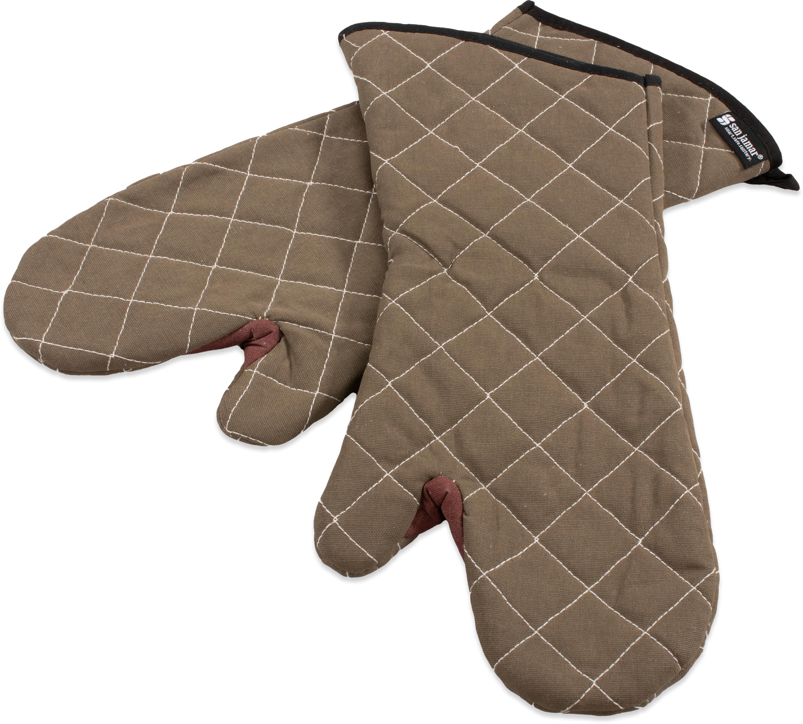 San Jamar 800Fg17 Bestguard Commercial Heat Protection Up To 450 F Oven Mitts (Pair), 17 Inch Length, Tan