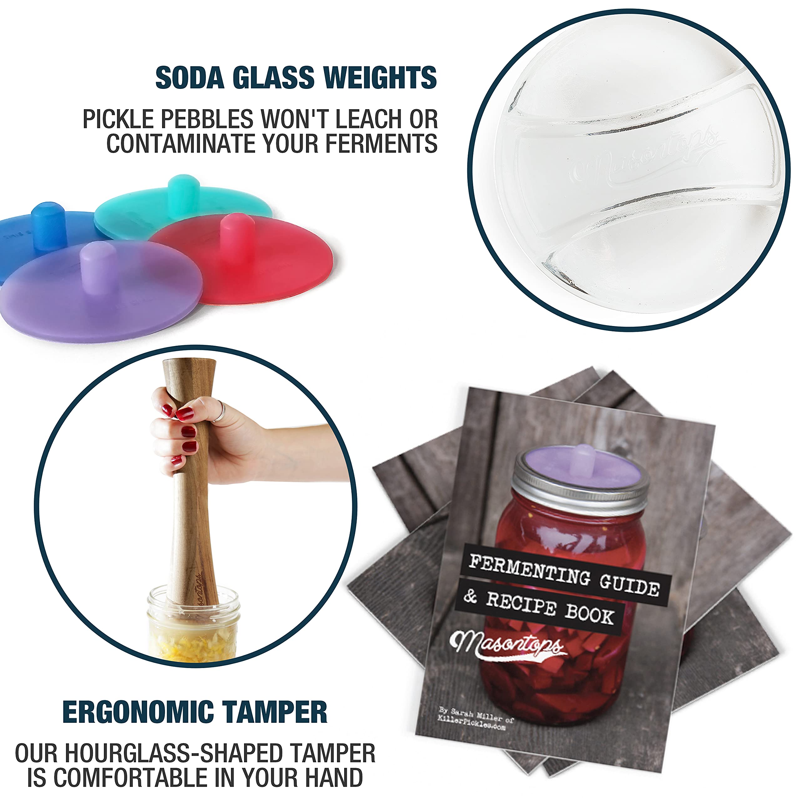 Masontops Complete Mason Jar Fermentation Kit - Easy Small/Regular Mouth Jars Vegetable Fermenting Set - Diy Equipment Essential