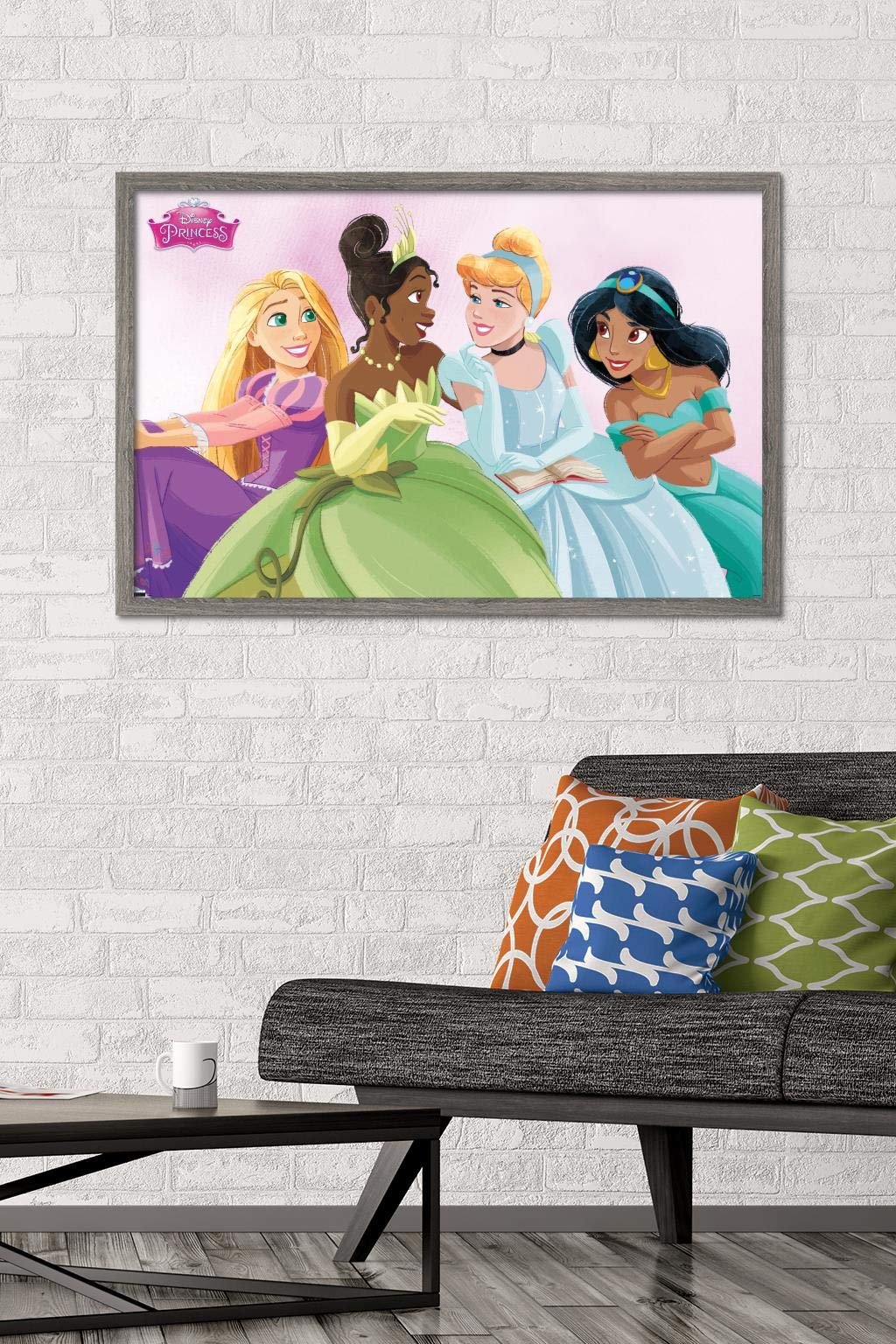 Trends International Disney Ultimate Princess Celebration Wall Poster, 34L x 22.4W, Barnwood Framed Version, Model FR20064BWD22X34