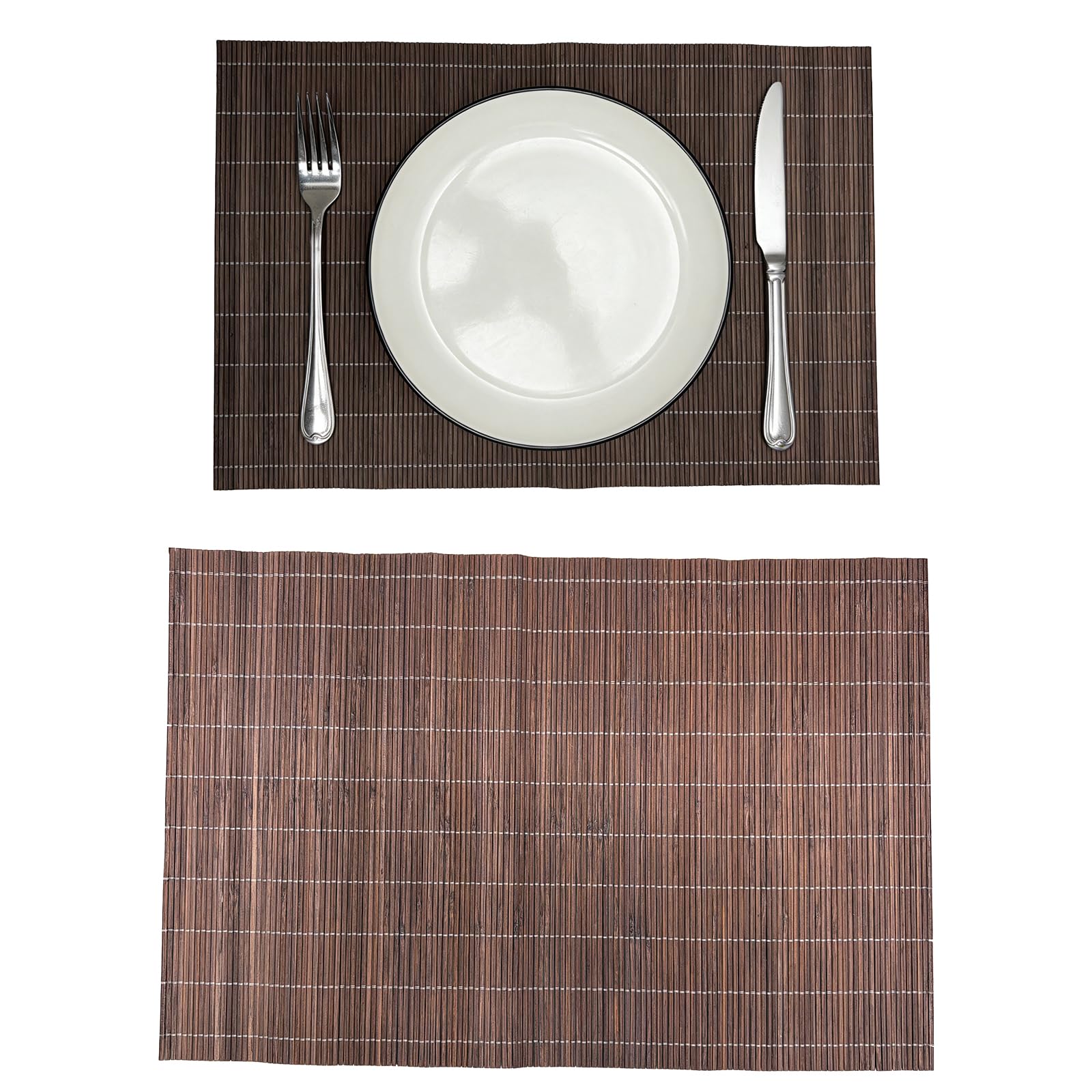 ANDSTAR 8-Pack Natural Bamboo Placemats Set - Reusable Rectangular Heat Resistant Table Mats for Everyday Use, Camping, Picnics,