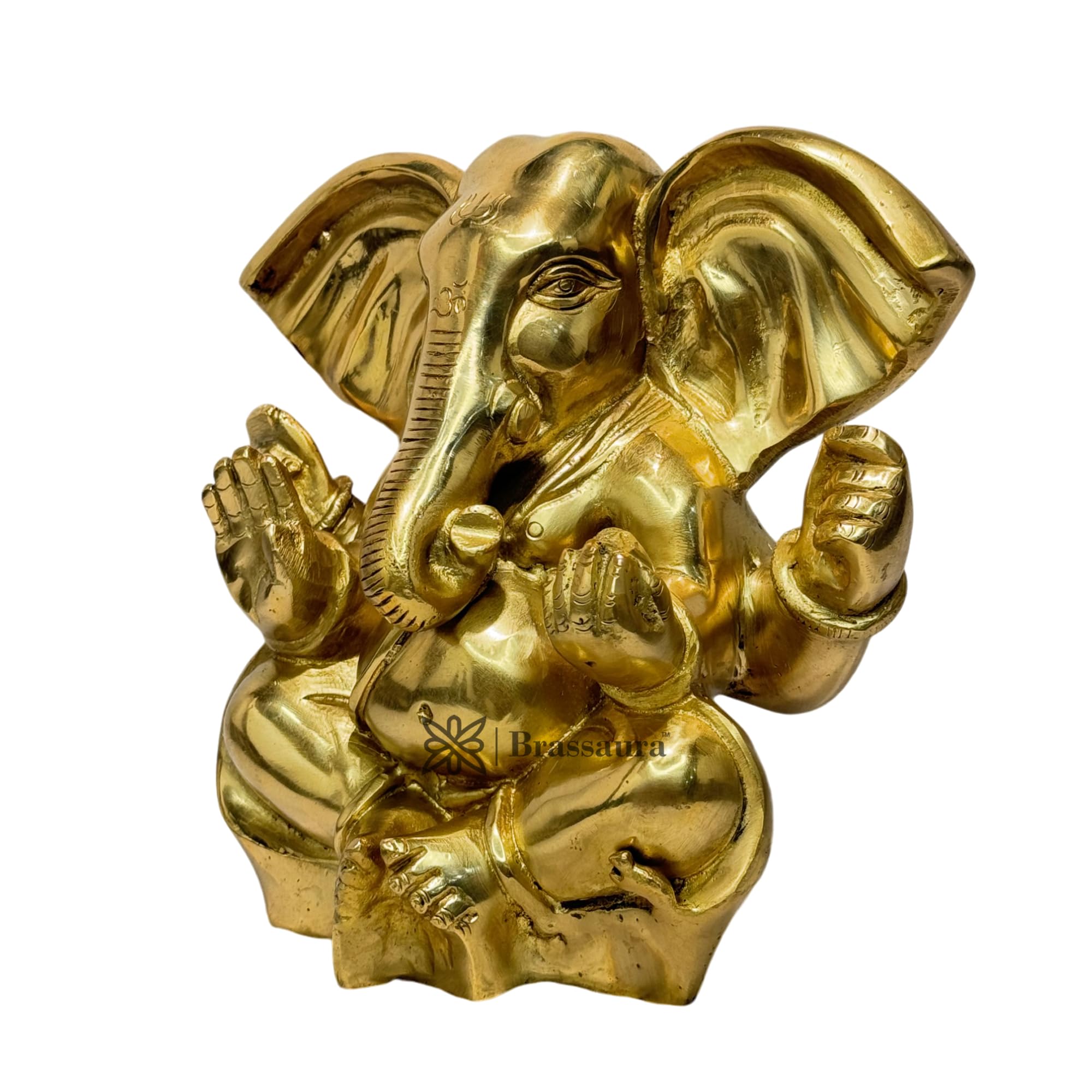 Brassaura Brass Sitting Ganesha Statue For Home And Decor Brass Ganesh Murti For Pooja Room Ganpati Idol For Home Entrace Decor