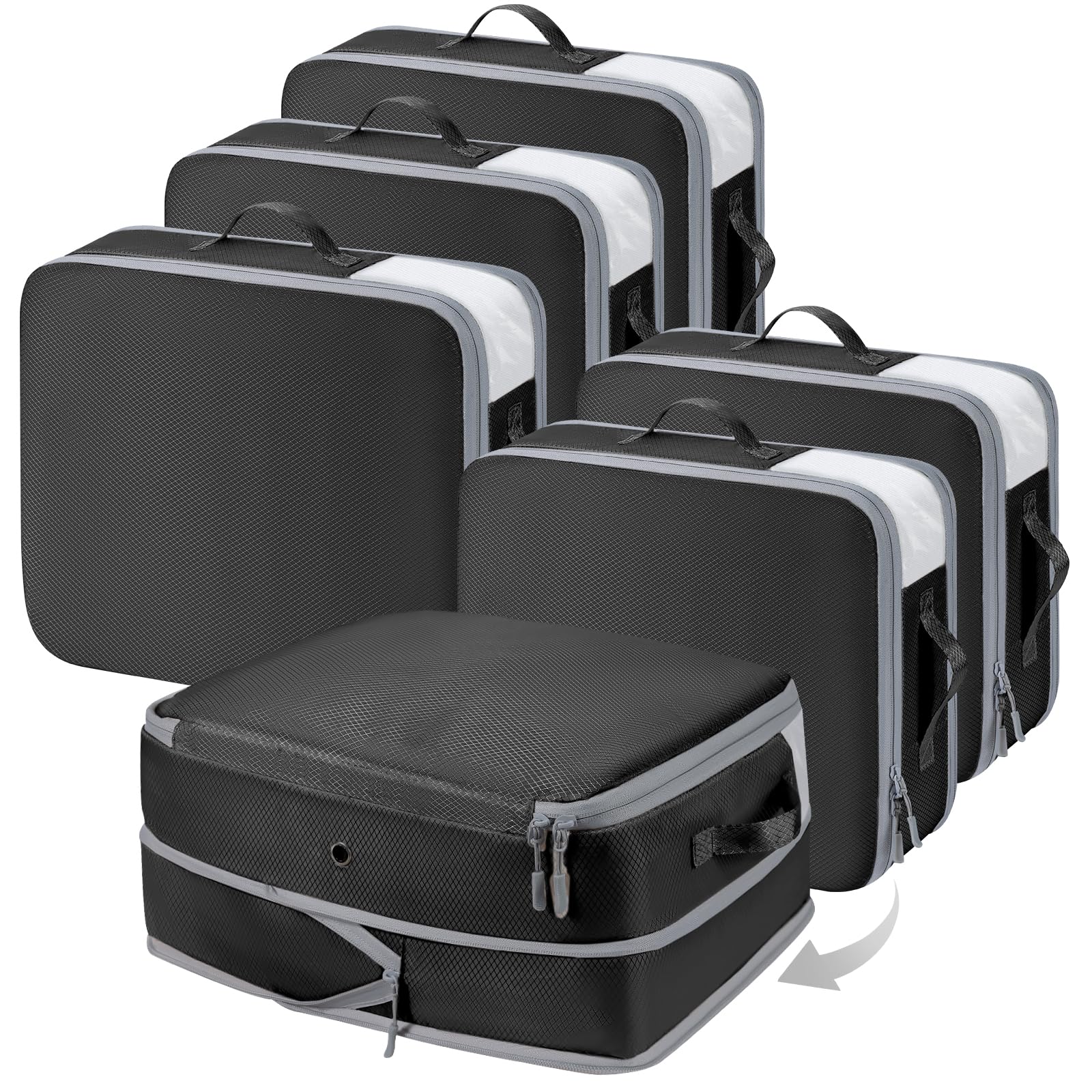 DIMJ Clothes Storage Bag 8 Pack, Compression Storage Bags for Blanket, Sweater, Jacket, Closet, Sheet Storage Organizer with Win