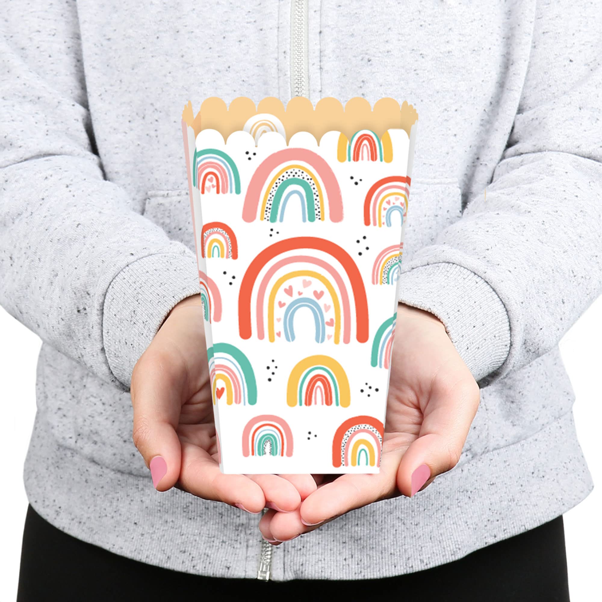 Big Dot Of Happiness Hello Rainbow - Boho Baby Shower And Birthday Party Favor Popcorn Treat Boxes - Set Of 12