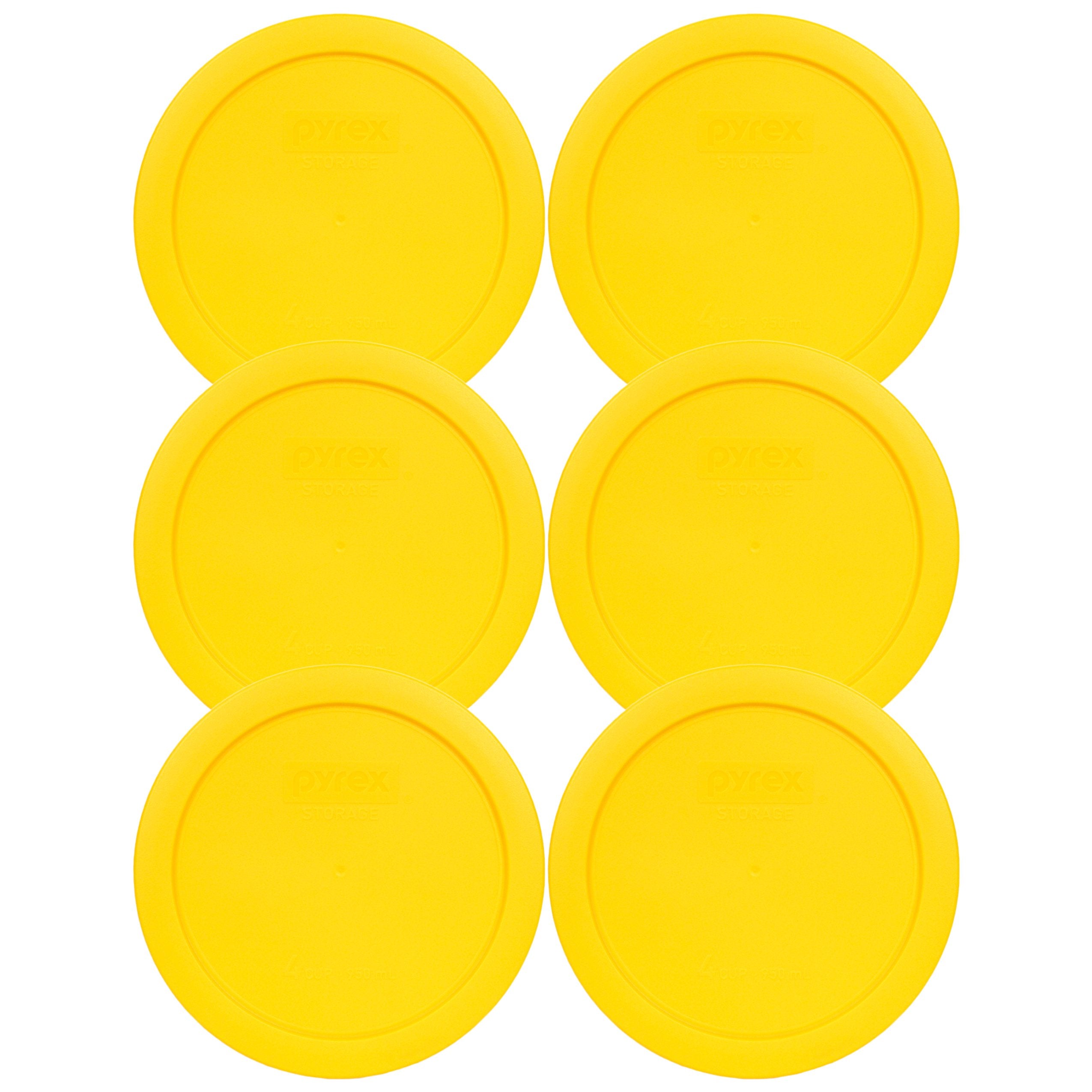 Pyrex 7201-Pc Round 4 cup Storage Lid for glass Bowls (6, Yellow) Made in the USA