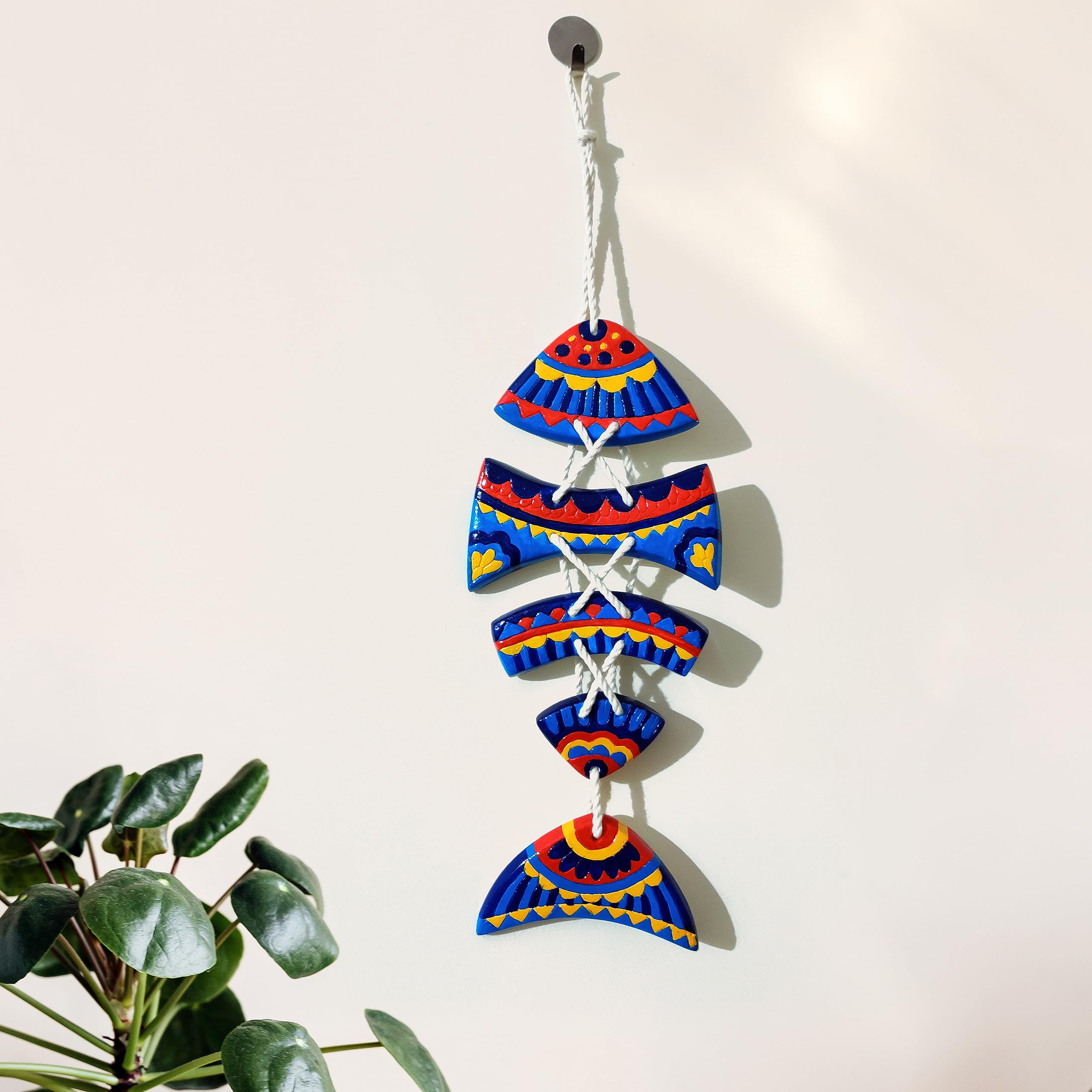 Wall Hanging Fish Sculpture Handmade Craft Ethnic Print For Home Decoration | Door Hanging | Living Room | Bedroom | Office | Gi