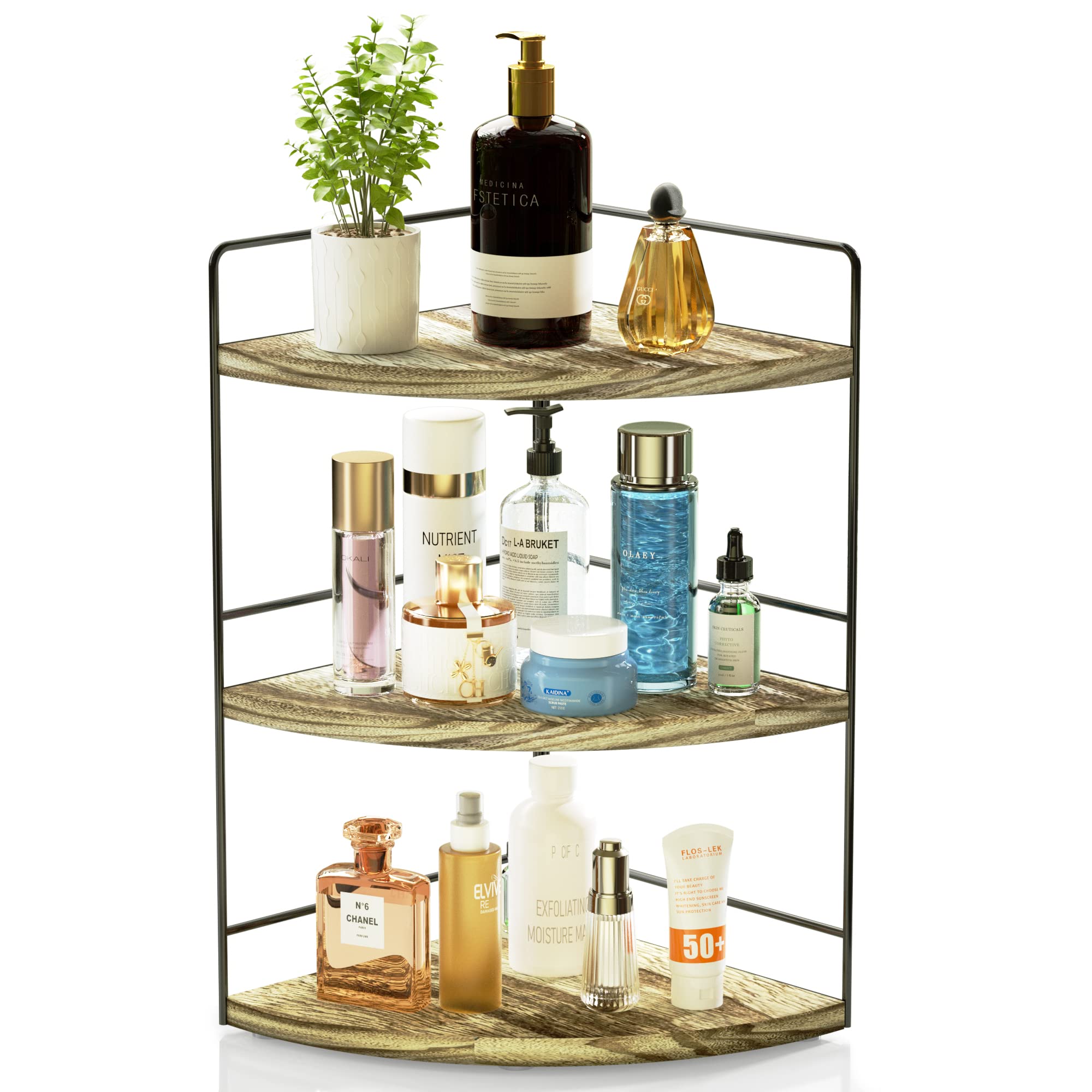 Zgo 3-Tier Bathroom Organizer Countertop, Corner Bathroom Counter Organizer, Makeup Organizer For Vanity Skincare Organizers And