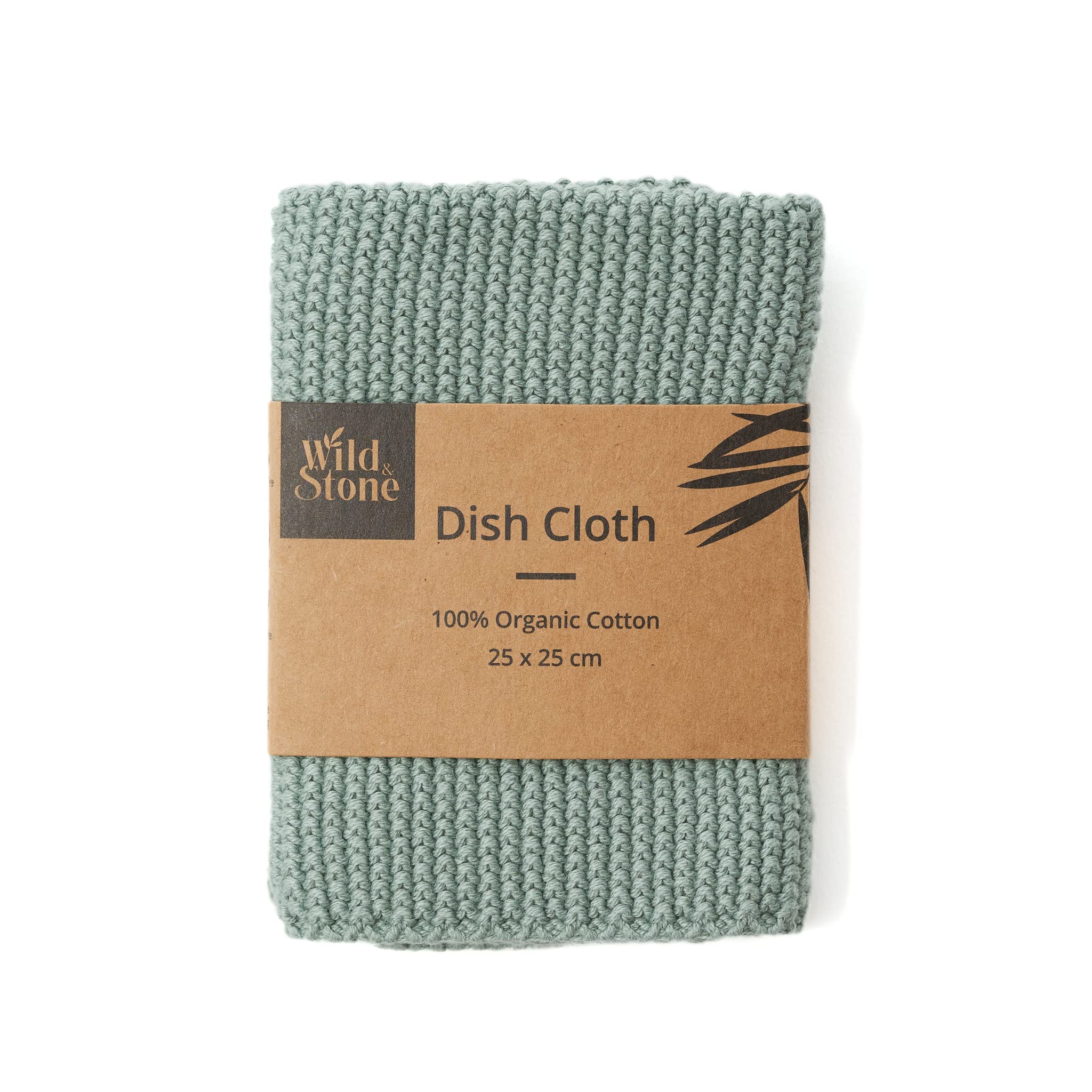 Wild & Stone | Organic Cotton Dish Cloth | Eco-Friendly Kitchen Cloth | Biodegradable & Compostable Cleaning Cloth | Moss Green