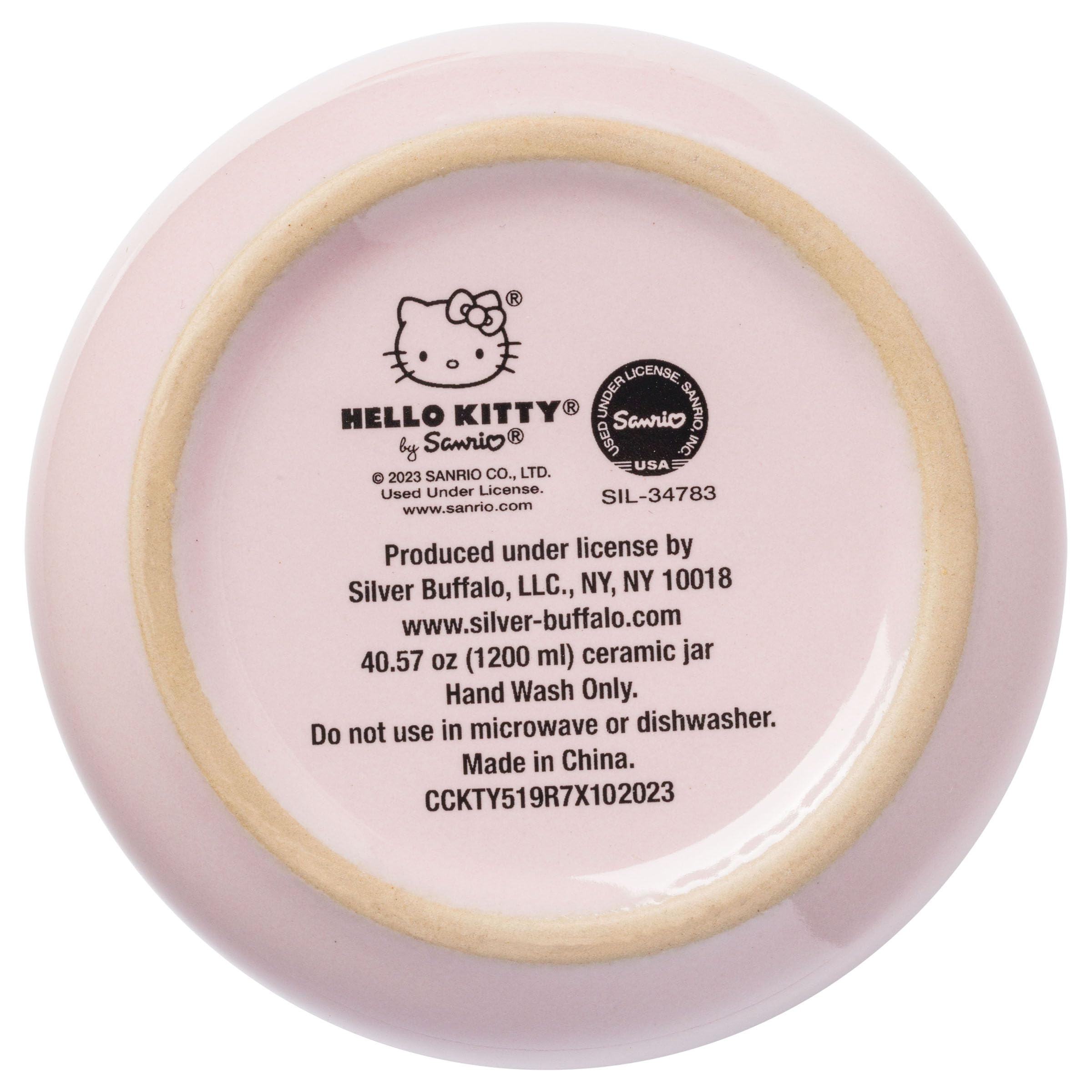 Silver Buffalo Sanrio Hello Kitty Wax Resist Ceramic Cookie Snack Jar Container With Airtight Bamboo Lid, Pink (Small)