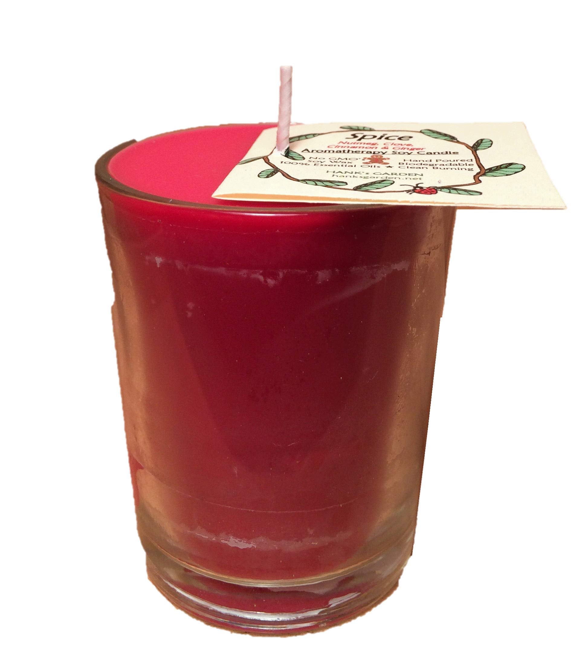Spice Aromatherapy Soy Wax Candle Votive - Ginger Bread or Pumpkin Pie Aroma - Nutmeg, Clove, Cinnamon & Ginger - Biodegradable,