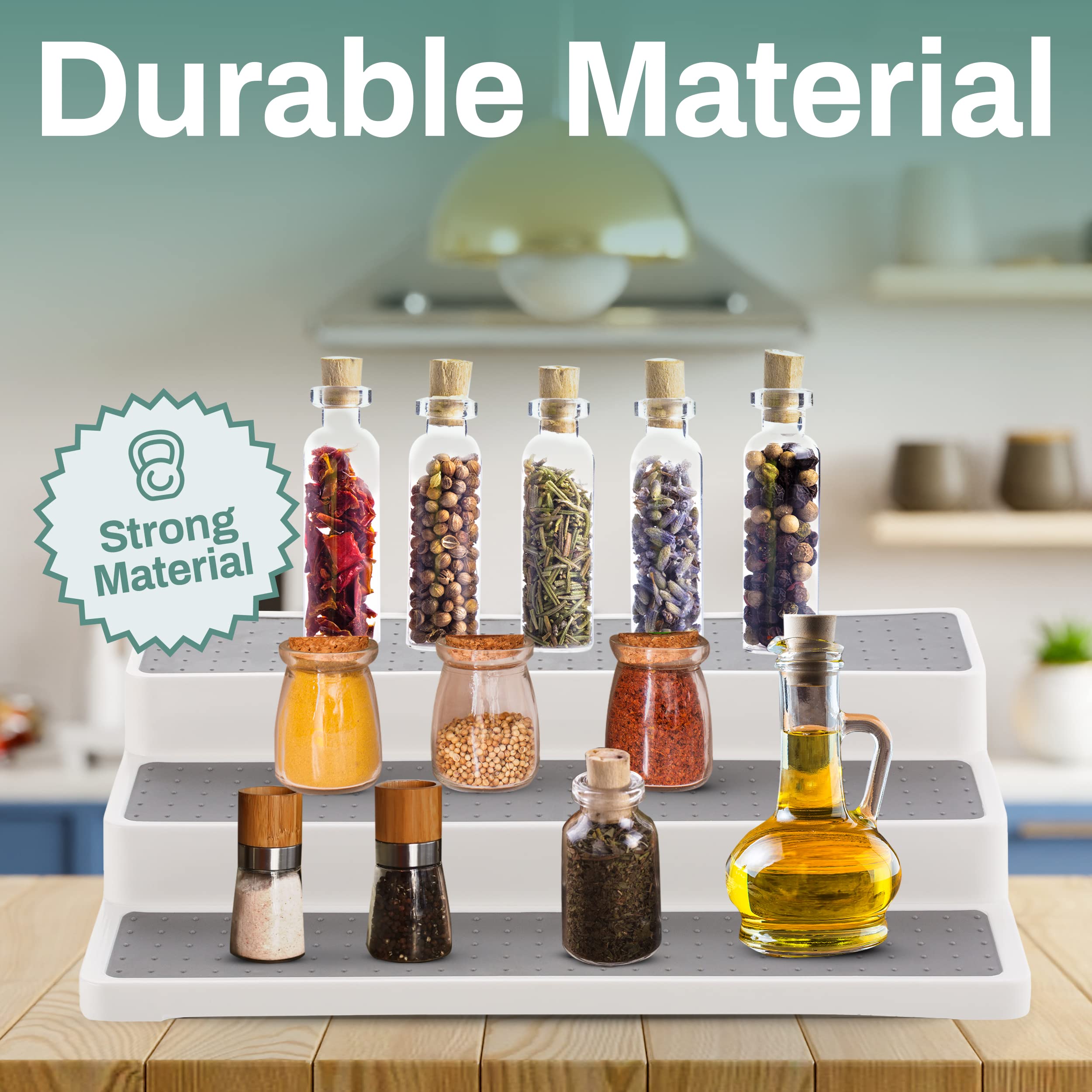 Home Intuition 3 Tier 14 inch Non-Skid Spice Rack Kitchen Pantry Organizer