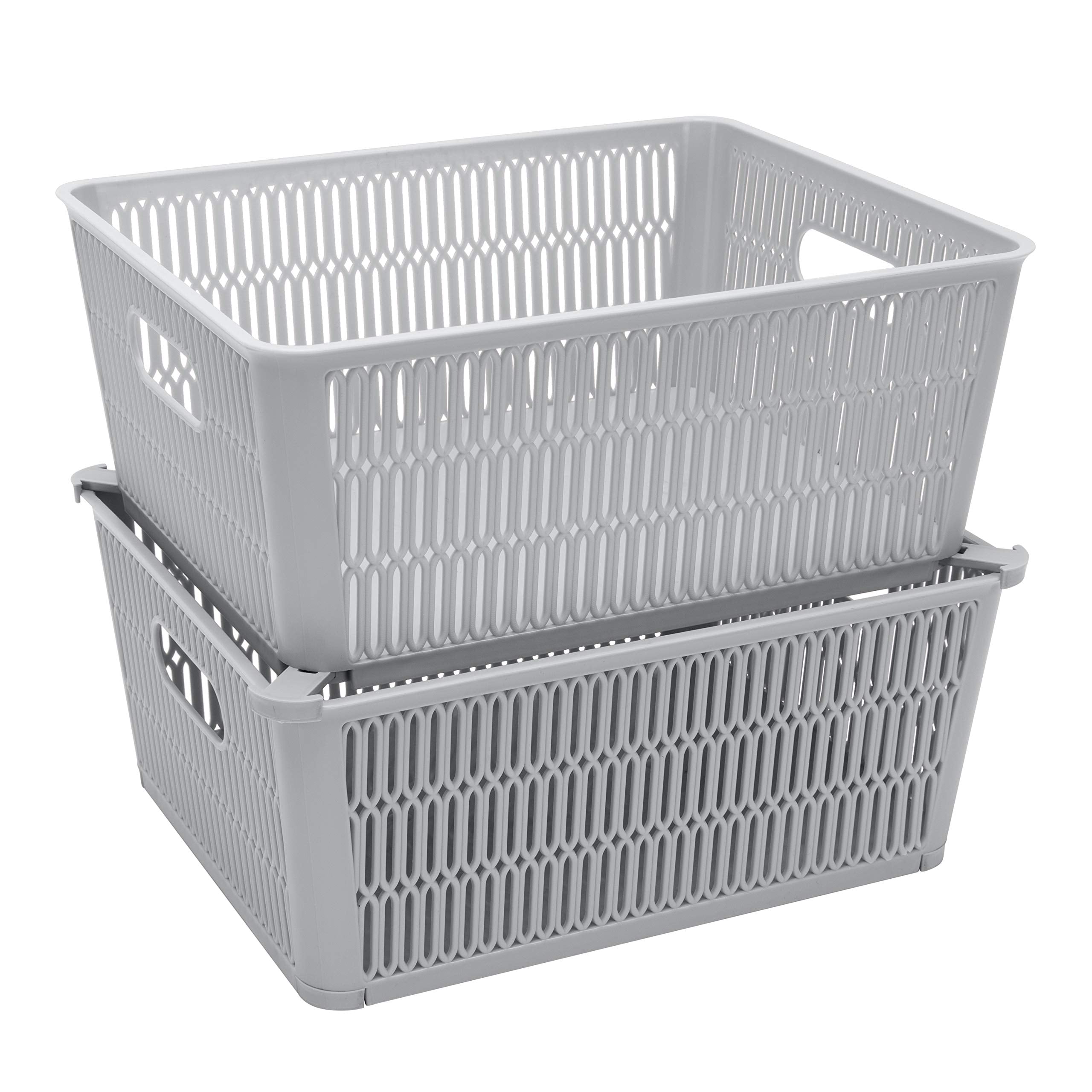 Simplify 2Pk Large Slide 2 Stack It Tote Basket | Storage & Organization | Open Bins With Stackable Capability | Bathroom | Craf