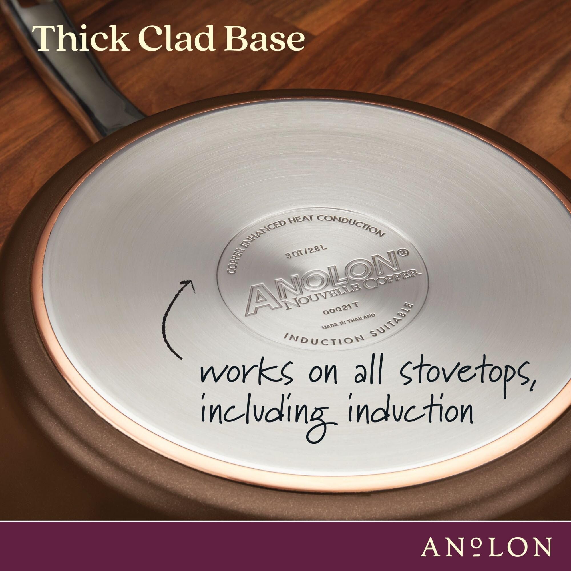 Anolon Nouvelle Copper Hard Anodized Nonstick Pots and Pans, Cookware Set (11 Piece), Sable
