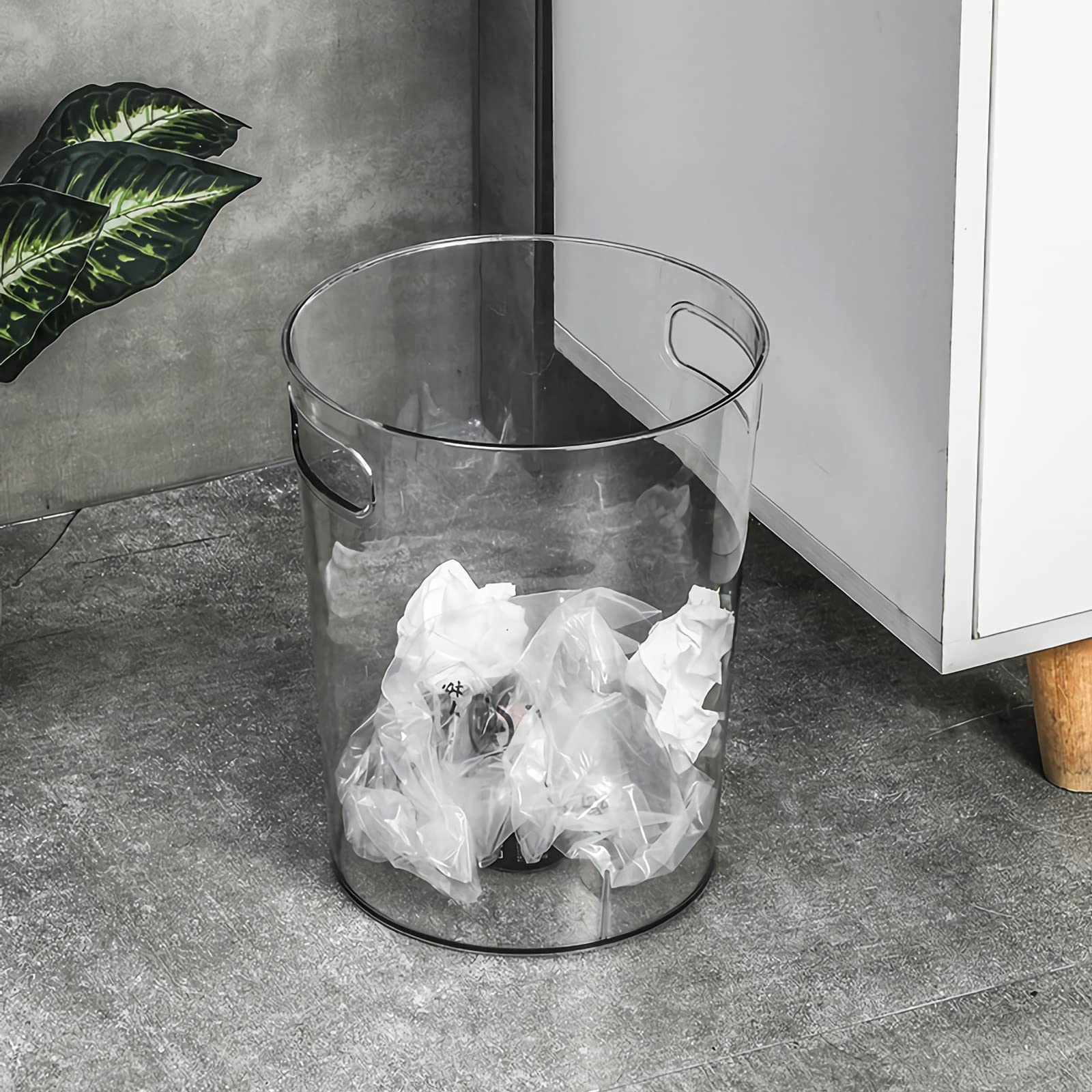 Anyoifax Small Trash Can Plastic Wastebasket 1.5 Gallon Round Garbage Container Bin With Handles For Bathroom, Bedroom, Kitchen,