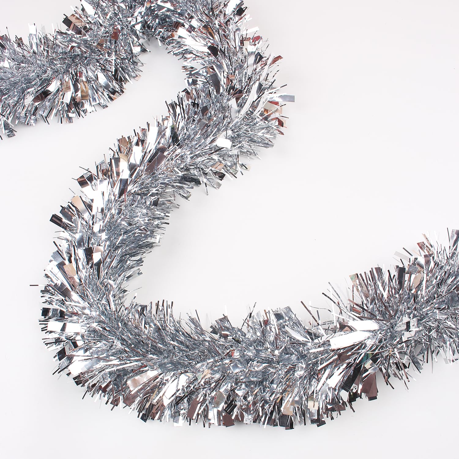 LZZYWYDTT 33FT Christmas Tinsel Garland,Silvery Shiny Metallic Foil Decorations for Parade Floats, Halloween, Christmas Tree, Ne