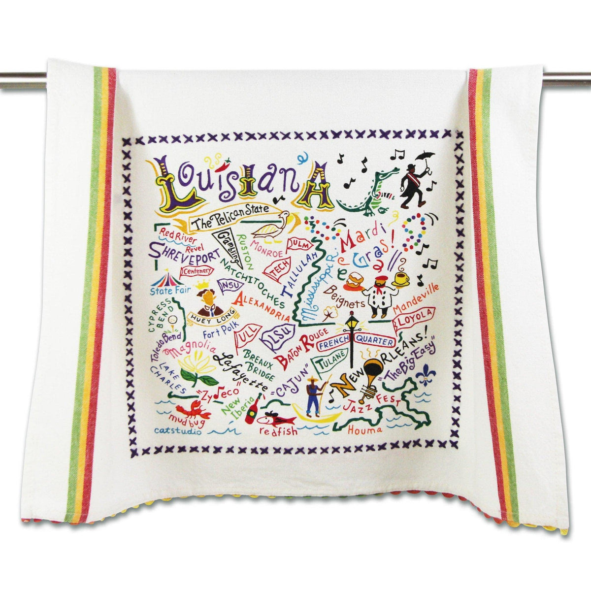 Catstudio Louisiana Dish Towel - U.S. State Souvenir Kitchen And Hand Towel With Original Artwork - Perfect Tea Towel For Louisi