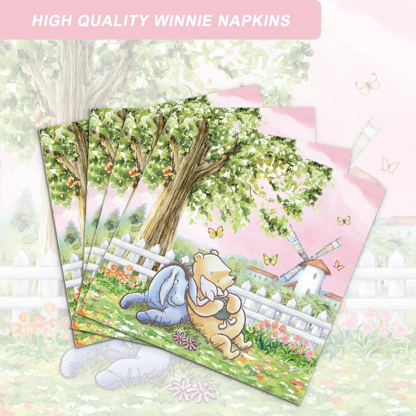 122Pcs Classic Bear Baby Shower Party Supplies For Baby Girls Kids1St First Birthday Pink Neutral Winnie Bear Themed Disposable