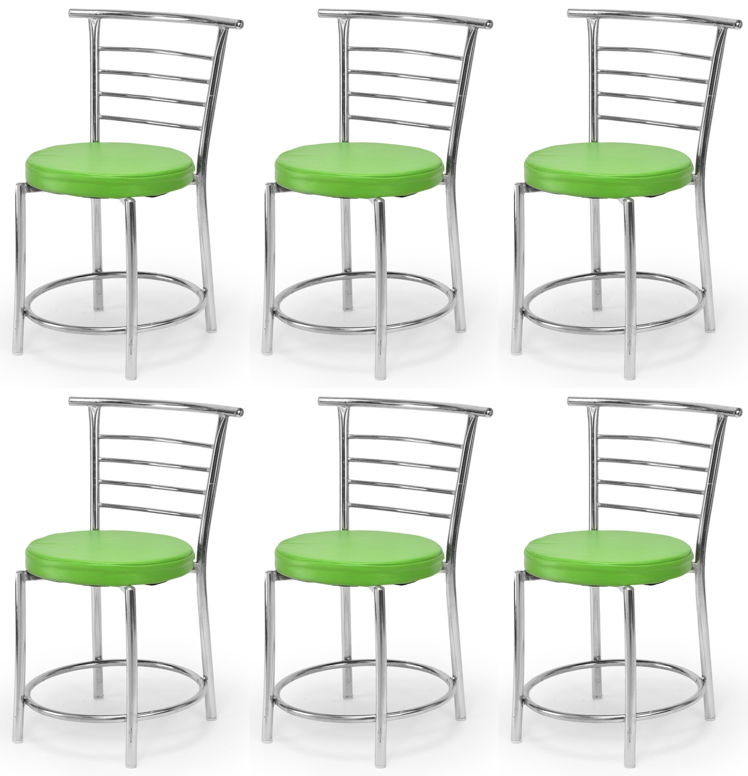 Goyal Steel & Furniture Chairs For Dining Table, Steel Chair, Dining Chair With Comfortable Cushion (6, Green, Standard)