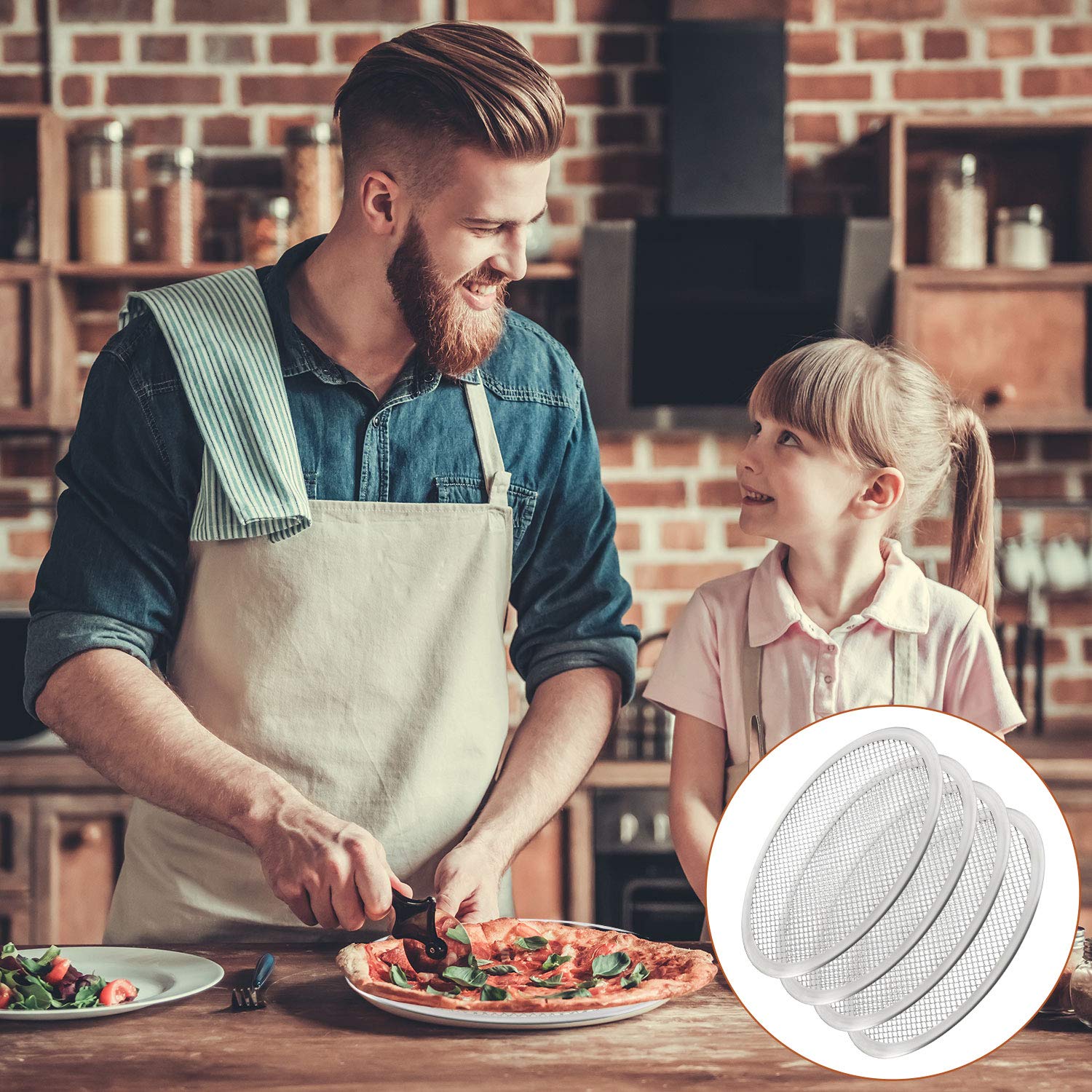 4 Pieces 10 Inch Seamless Round Pizza Screen Aluminum Mesh Pizza Screen Pizza Mesh Baking Tray For Home Kitchen Restaurant Suppl
