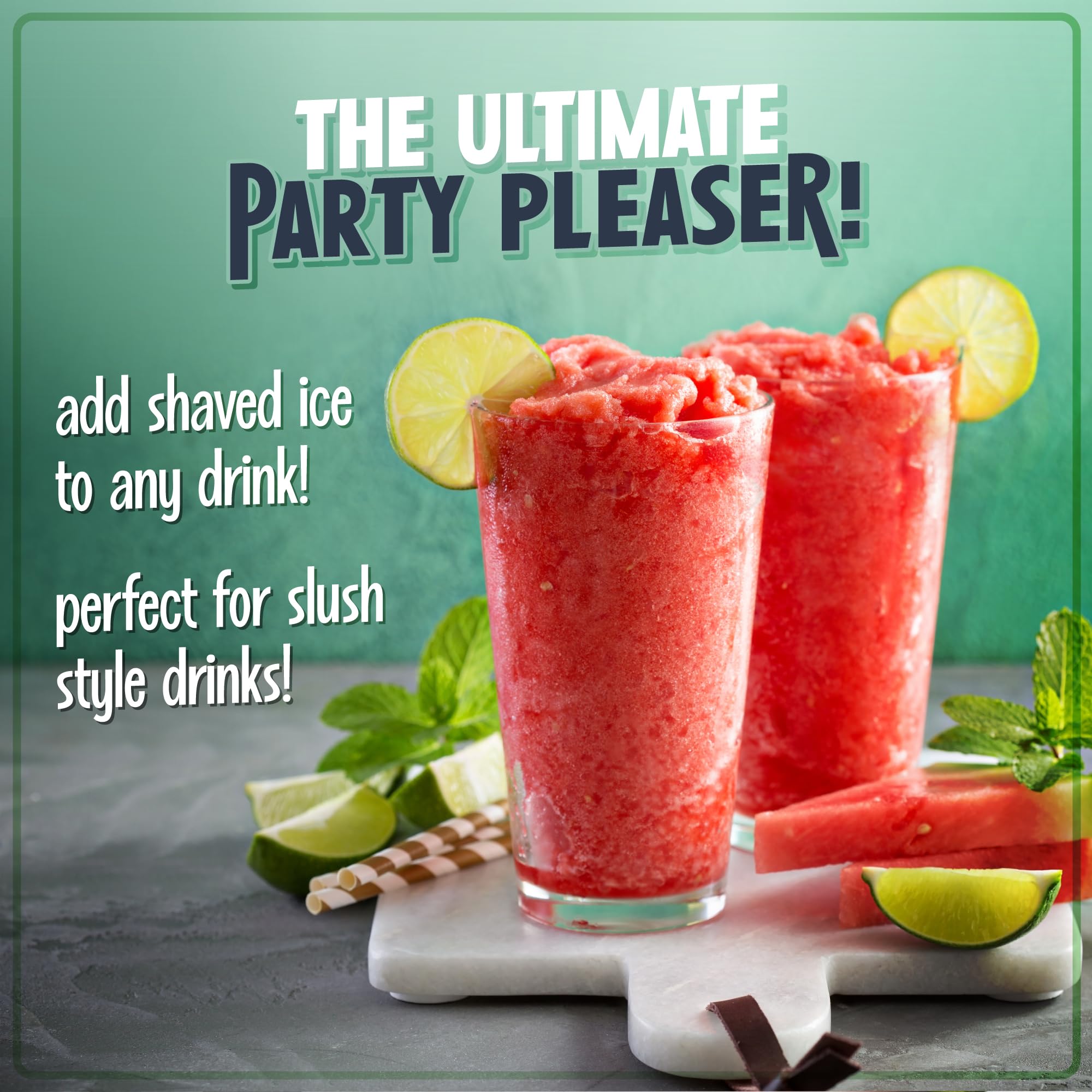 Nostalgia Snow Cone Shaved Ice Machine - Includes 1 Reusable Plastic Cup And Ice Molds, White, Green