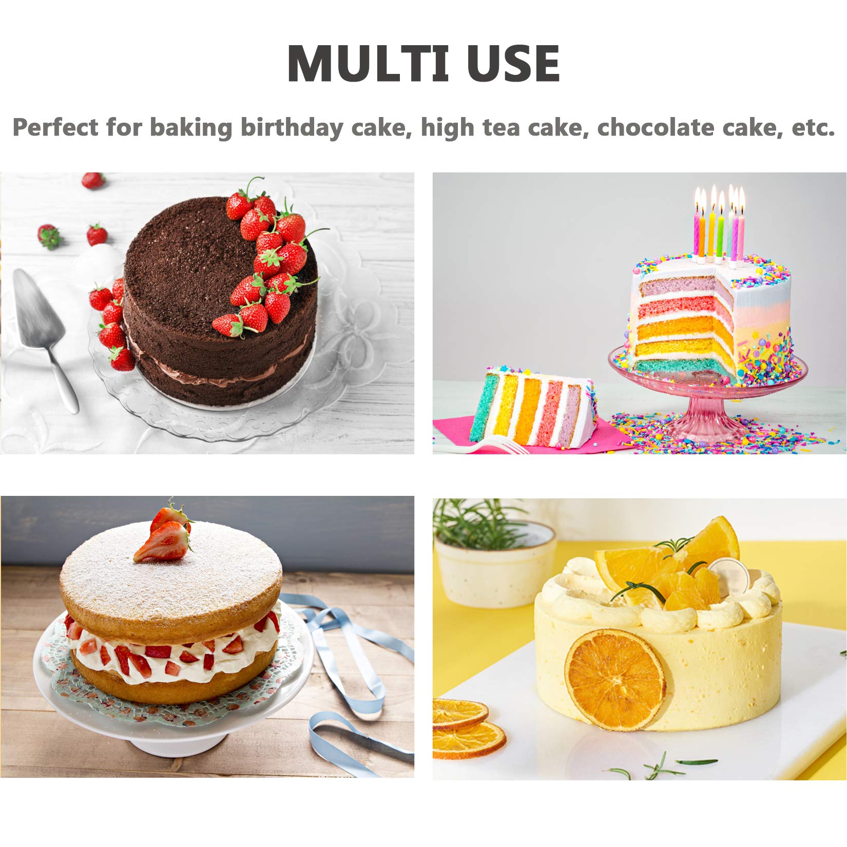 P&P Chef 6 Inch Cake Pans Set Of 4, Round Baking Pan, Stainless Steel Birthday Wedding Metal Layer Cake Pans, Non Toxic & Health