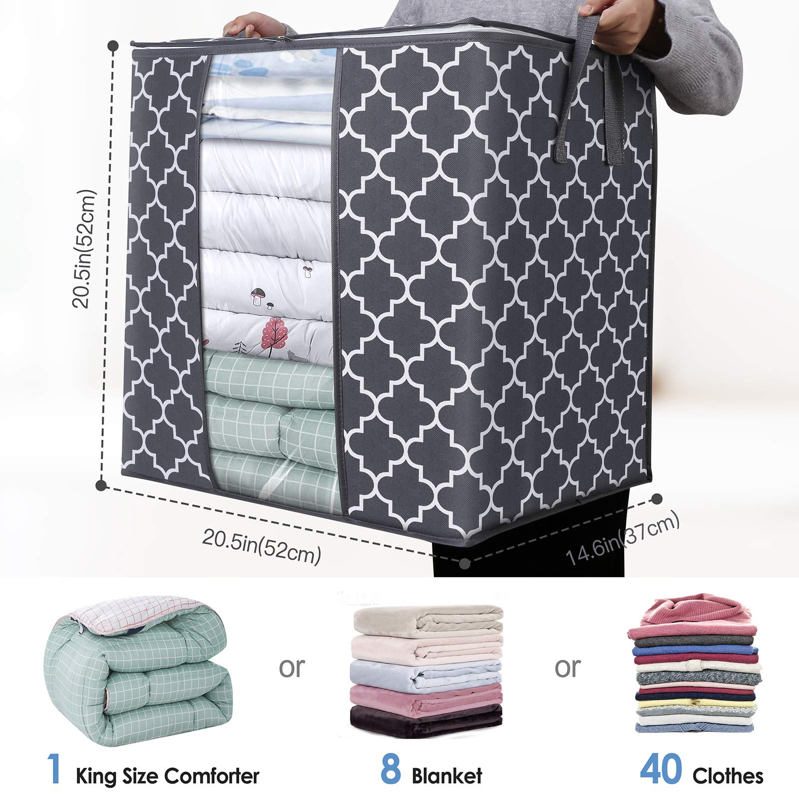 WISELIFE Storage Bags [8 Pack/100L] Large Blanket Clothes Organization and Storage Containers for Comforters,Bedding, Foldable O