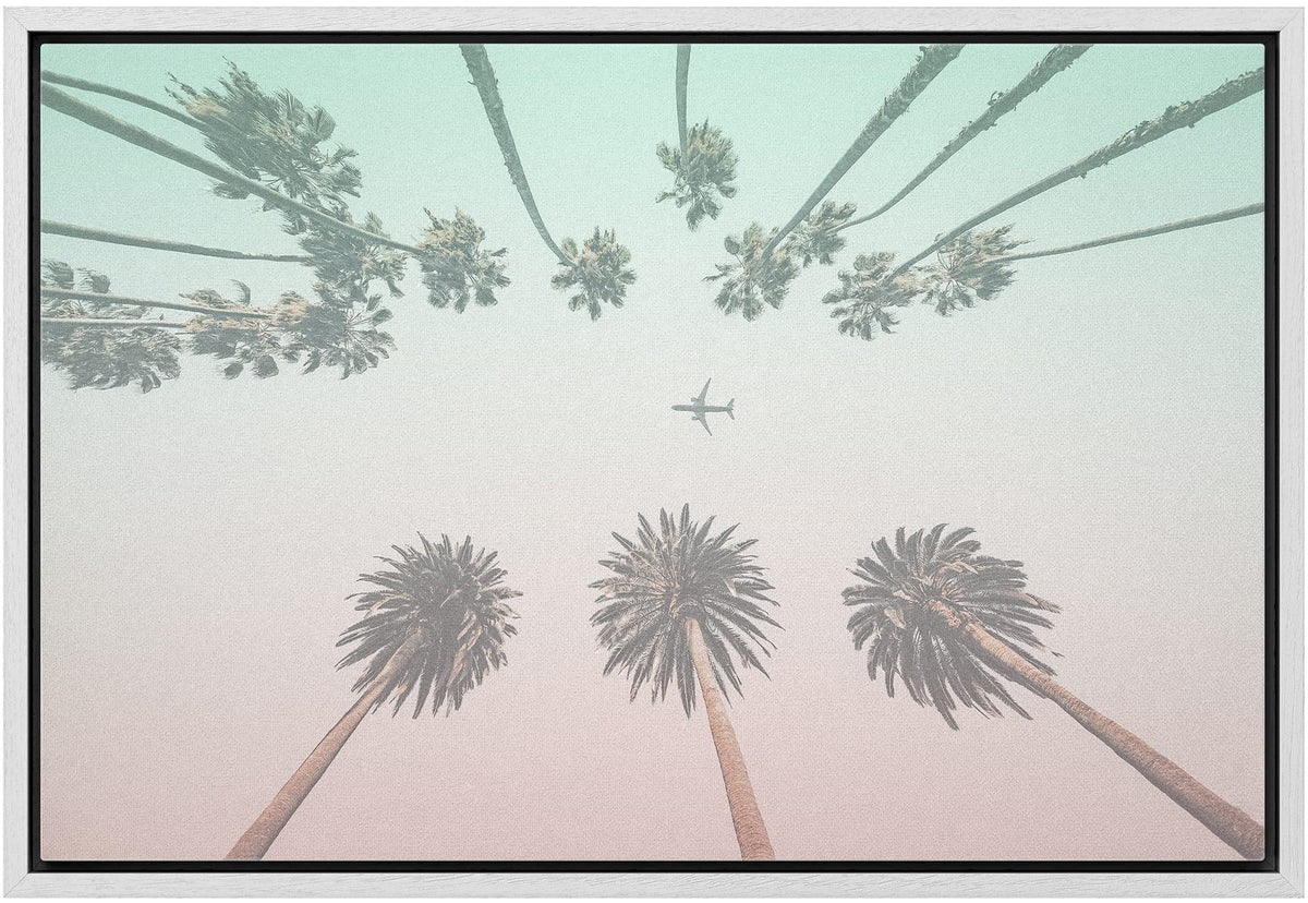 Wall26 Framed Canvas Print Wall Art Duotone Teal & Pink Los Angeles Palm Trees Architecture & Maps Cities Photography Realism Sc