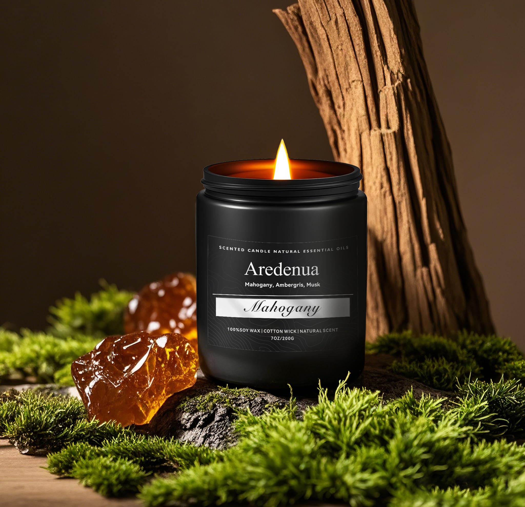 Amber Patchouli Candle, Masculine Candle - Manly Scented Candles for Home, Aromatherapy Candle Gifts for Men Women - 7oz Soy Can